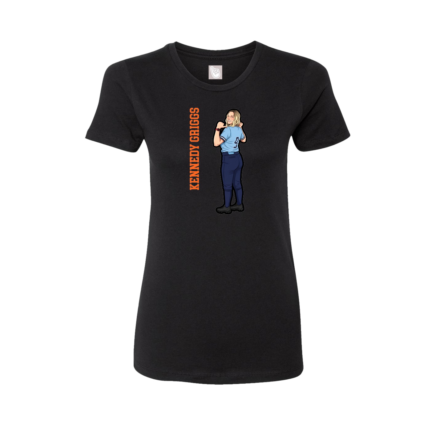 Fitted Women's Tee — Name Vertical in Black
