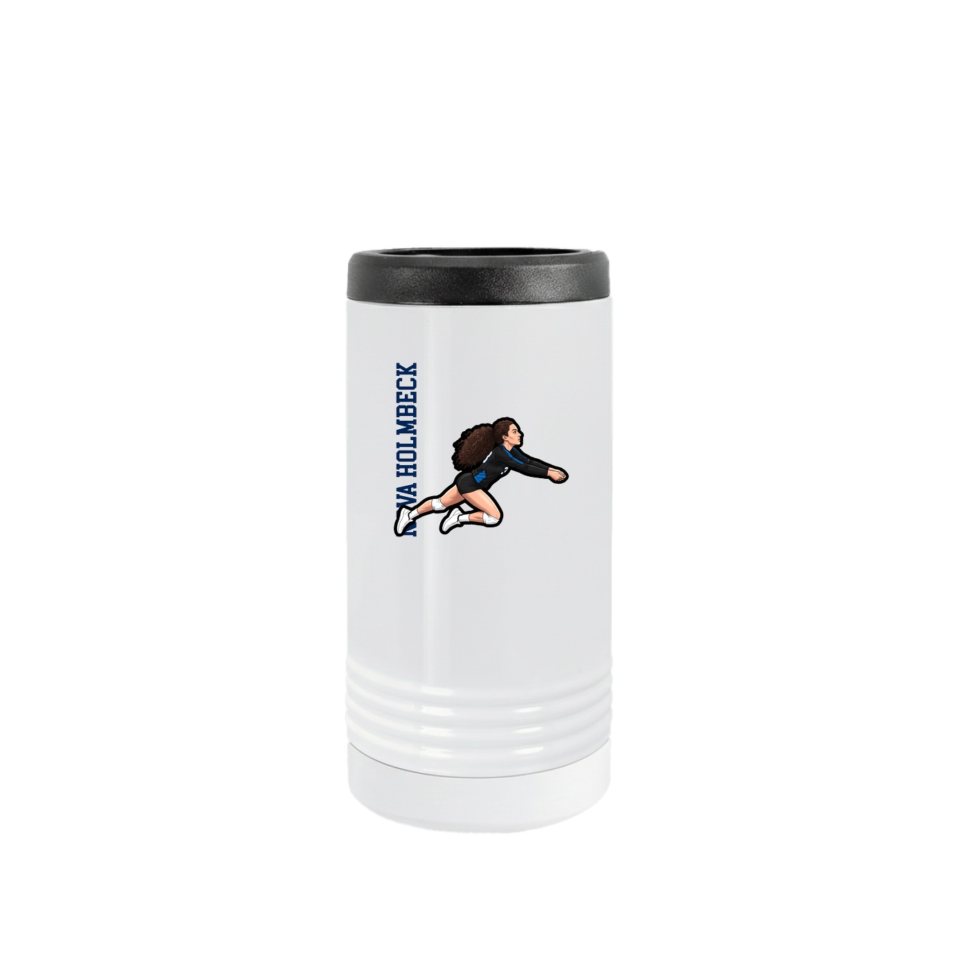 Slim Beverage Holder — Name Vertical in White