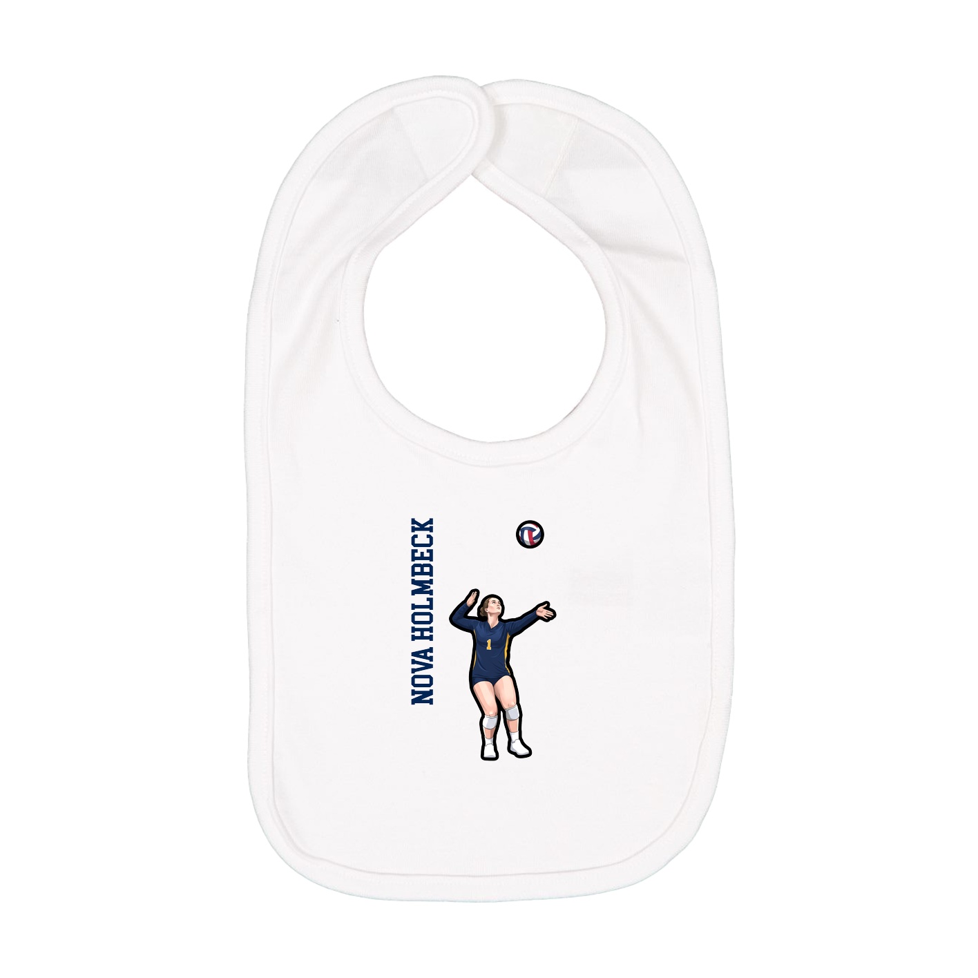 Infant Bib — Name Vertical in White