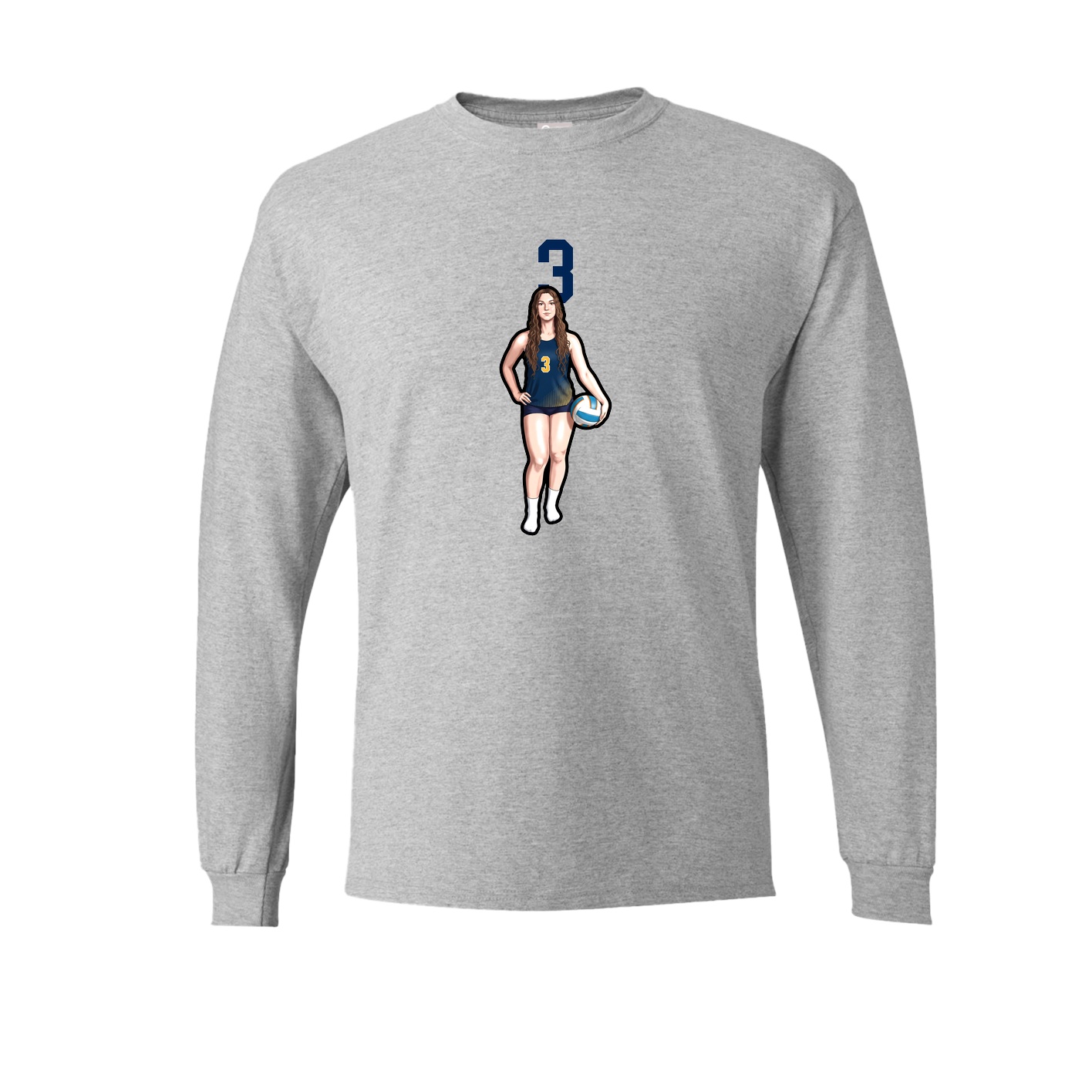 Long Sleeve Tee — Number Top in Grey