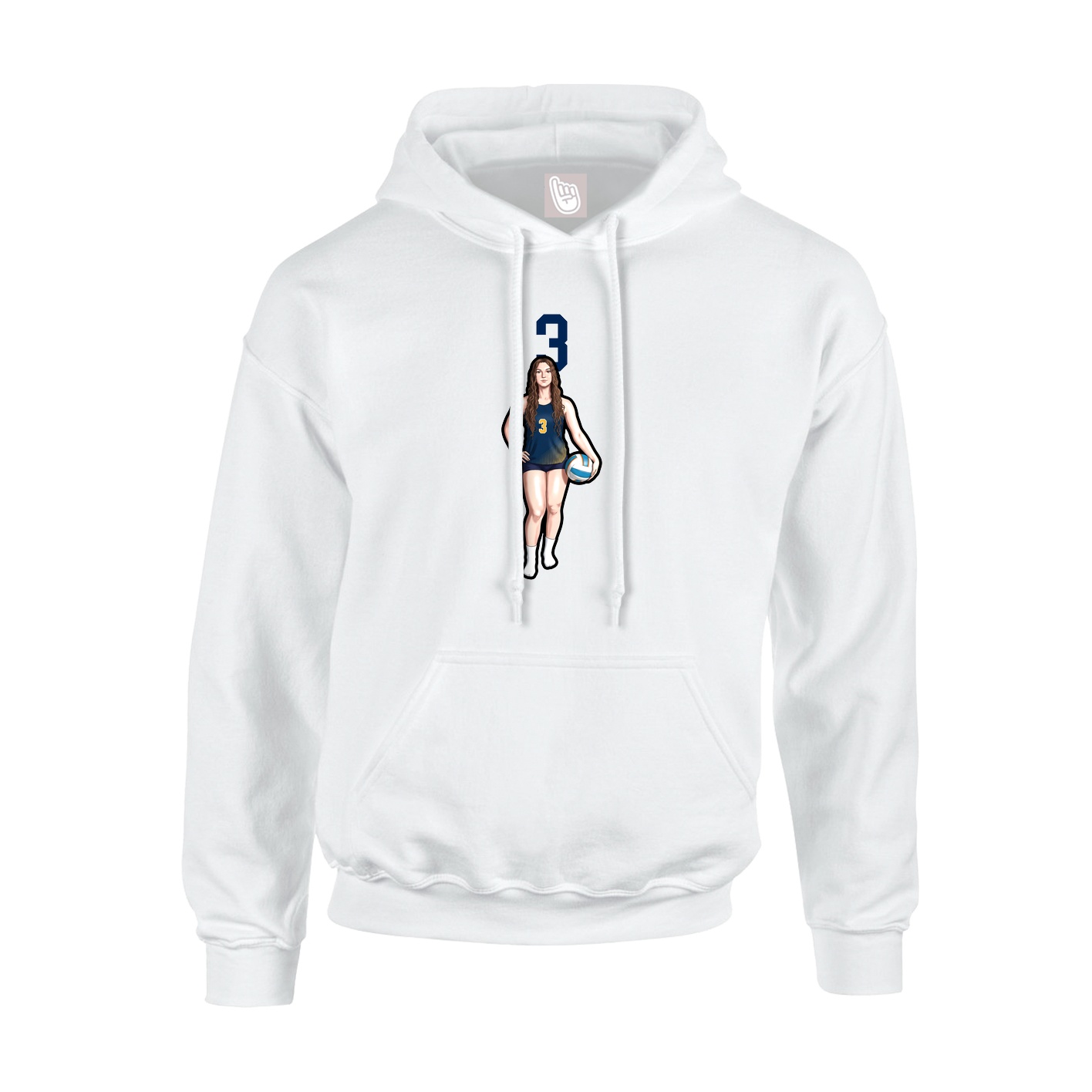 Youth Hoodie — Number Top in White