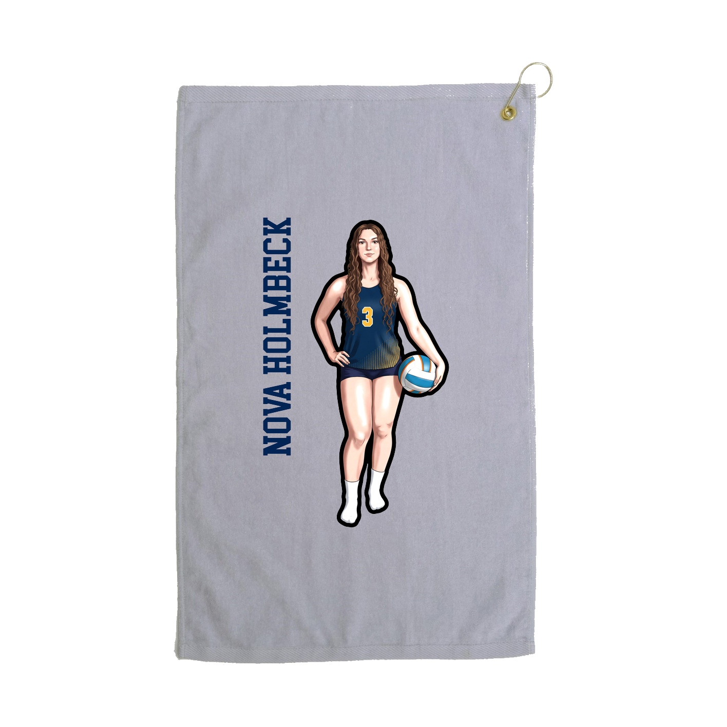 Golf Towel — Name Vertical in Grey