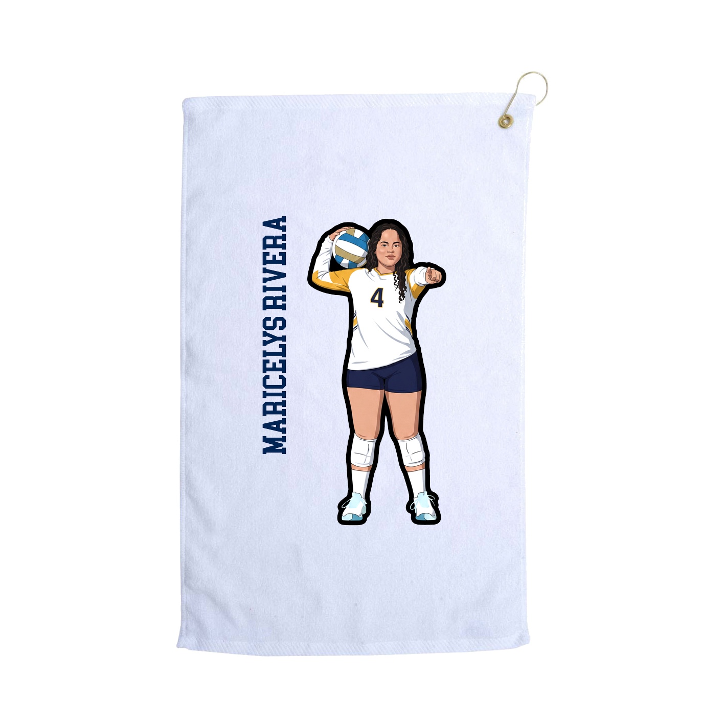 Golf Towel — Name Vertical in White
