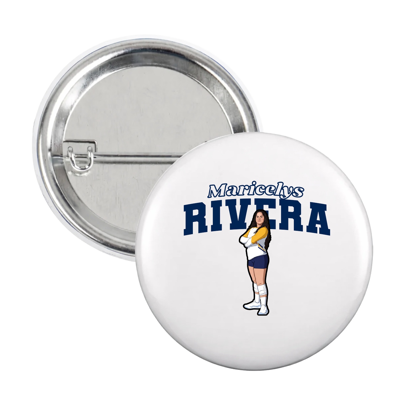 Game Day Button — Name Arch in White