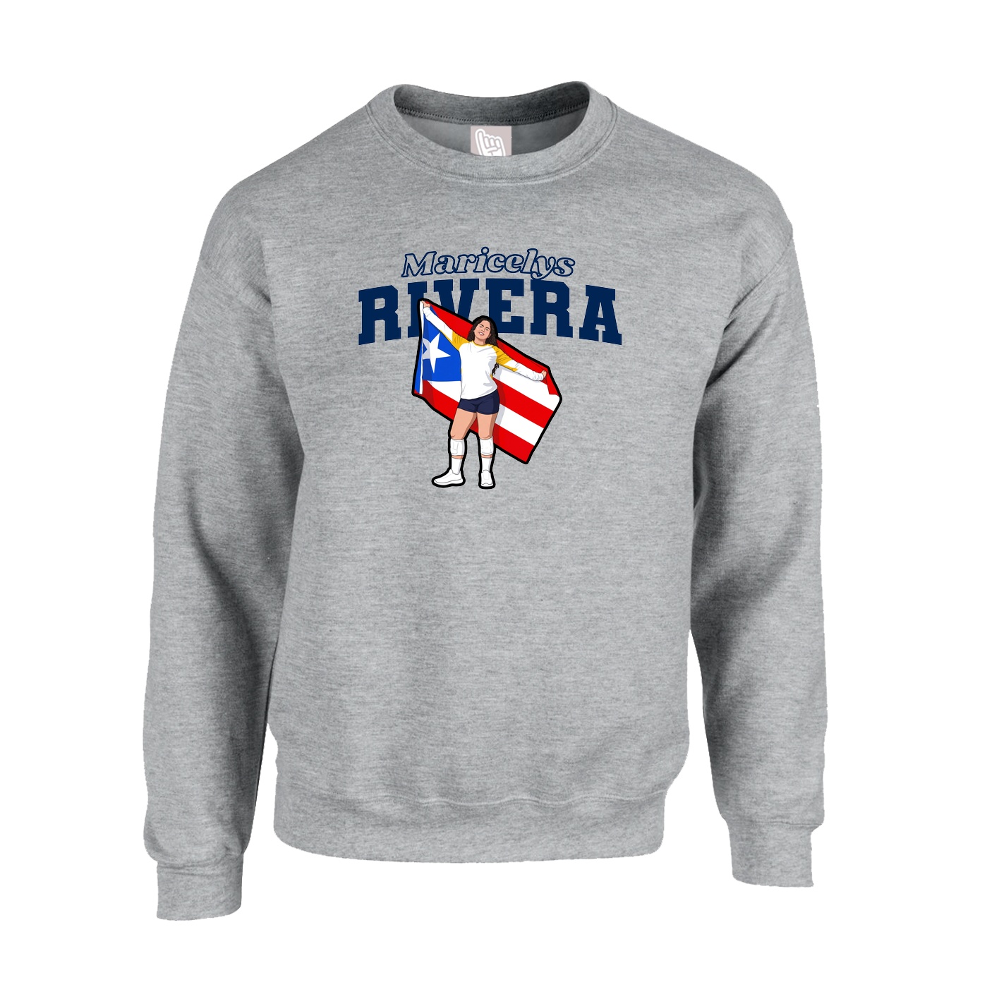 Fleece Crew — Name Arch in Grey