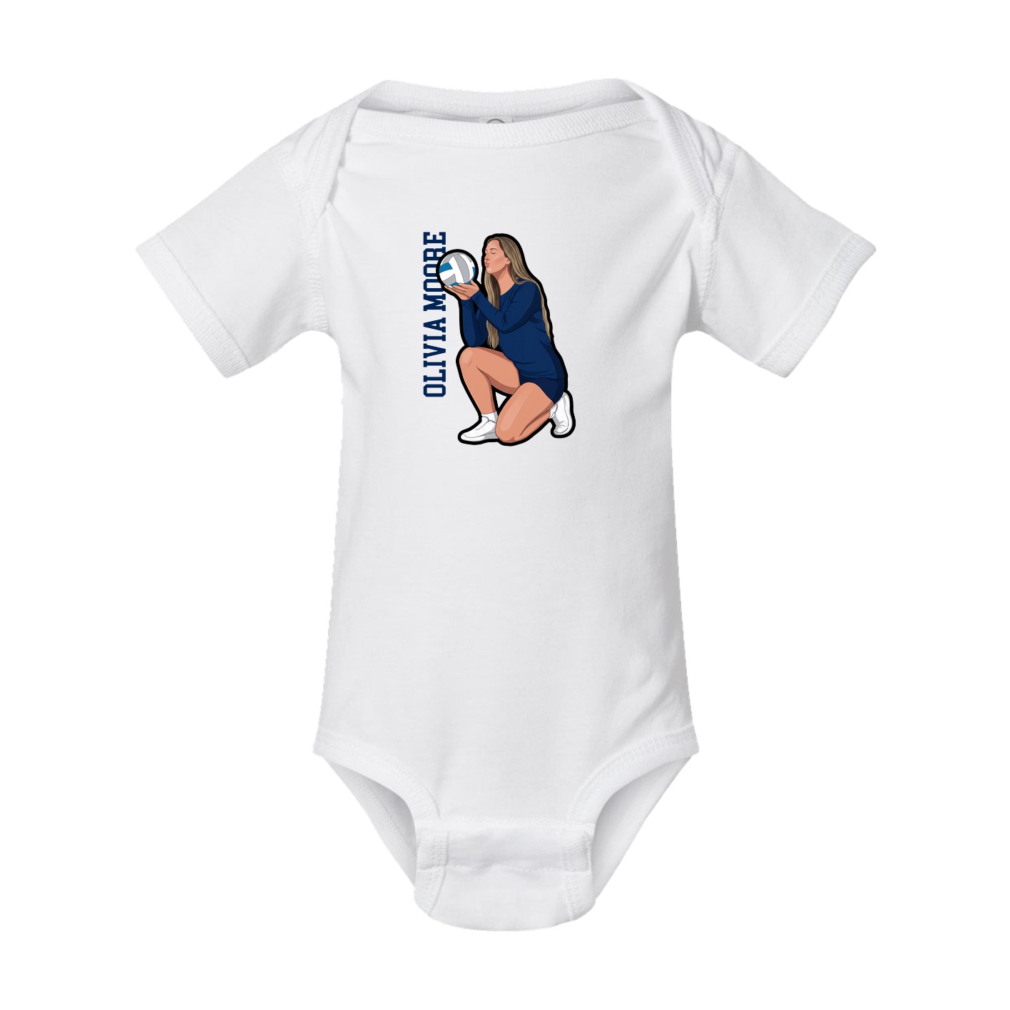 Baby Onesie — Name Vertical in White