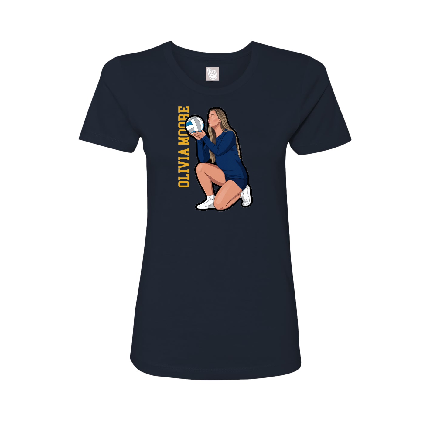 Fitted Women's Tee — Name Vertical in Navy