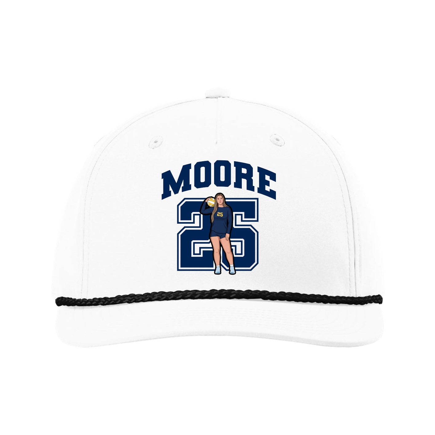 Five-Panel Classic Rope Cap — Number in White