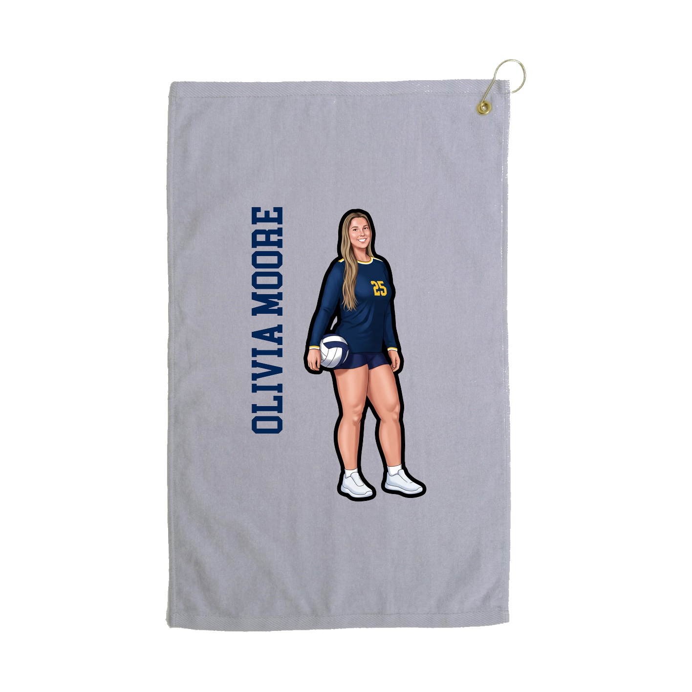 Golf Towel — Name Vertical in Grey