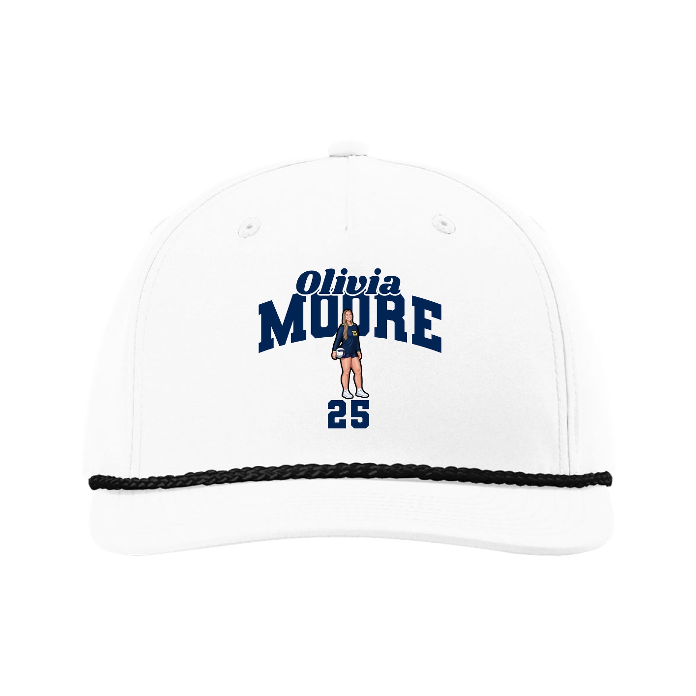 Five-Panel Classic Rope Cap — Signature Arch in White