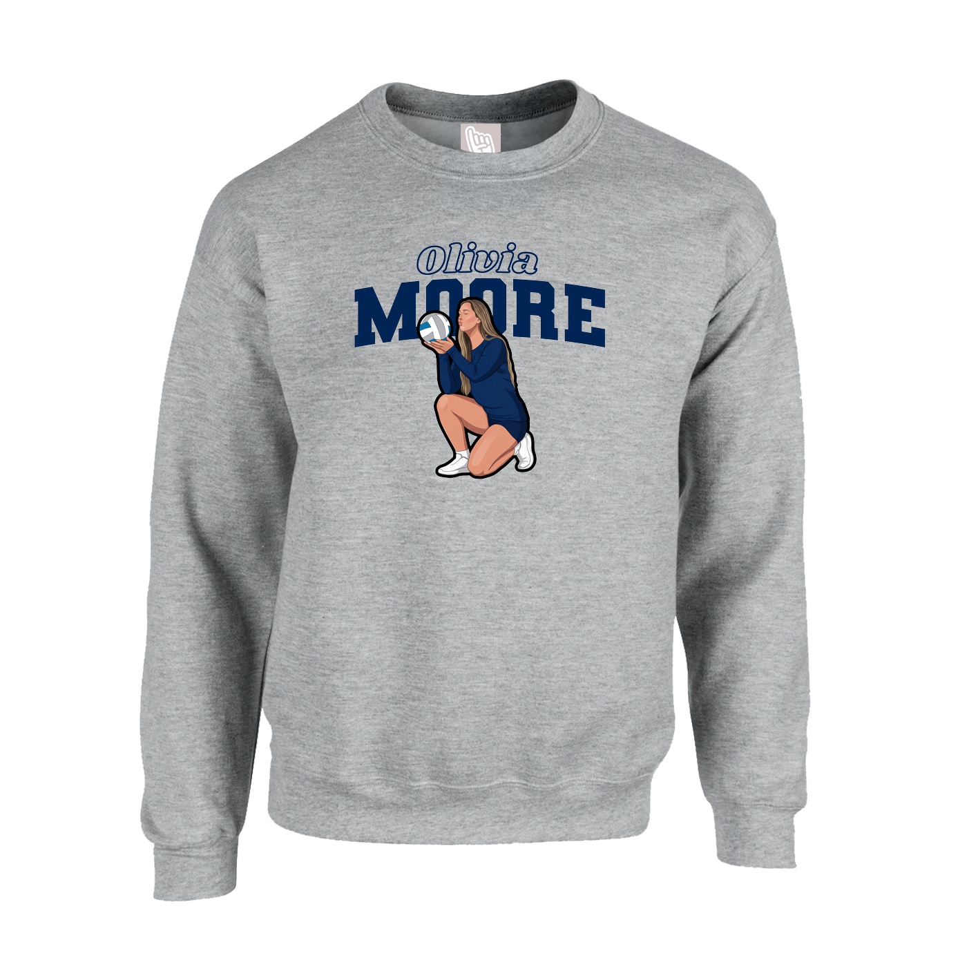Fleece Crew — Name Arch in Grey