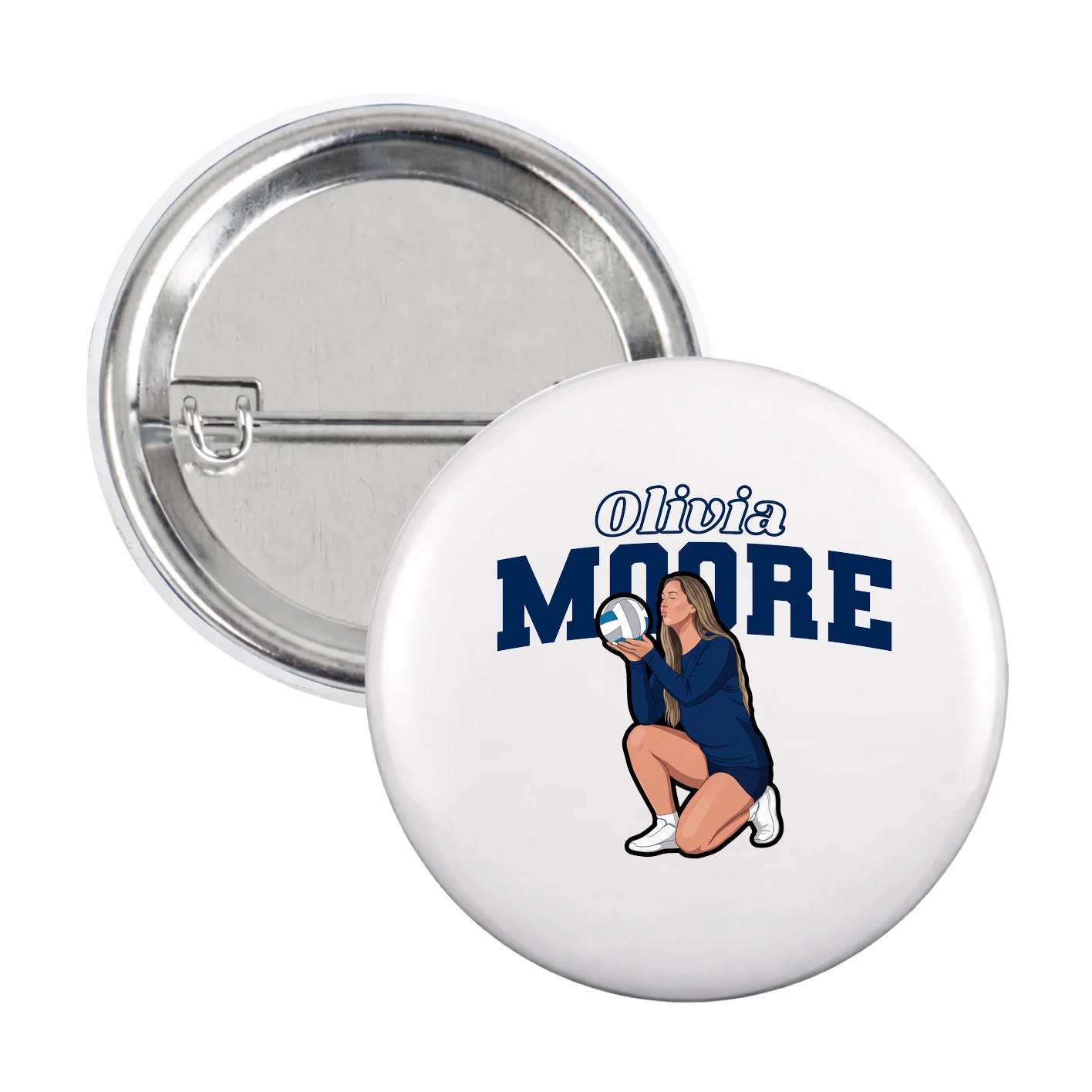 Game Day Button — Name Arch in White