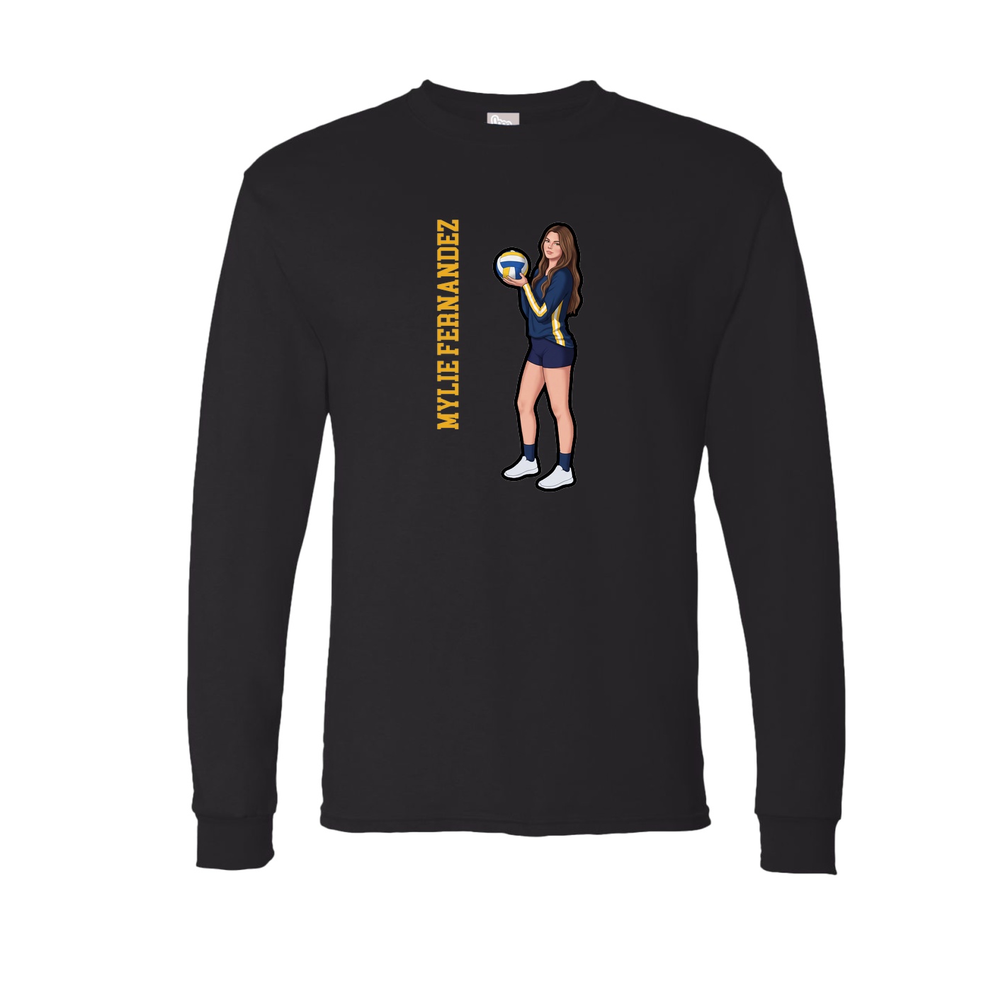 Long Sleeve Tee — Name Vertical in Black