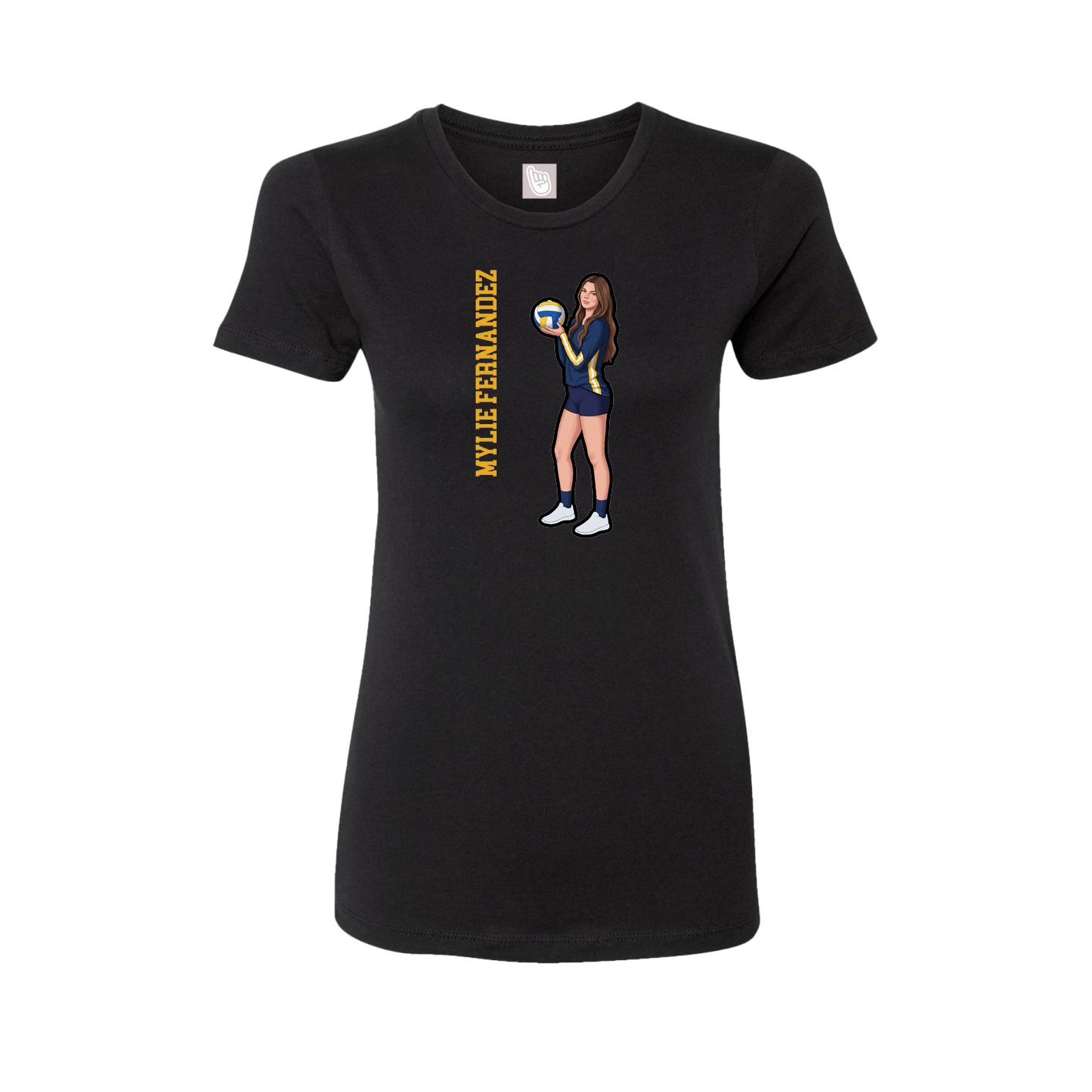Fitted Women's Tee — Name Vertical in Black