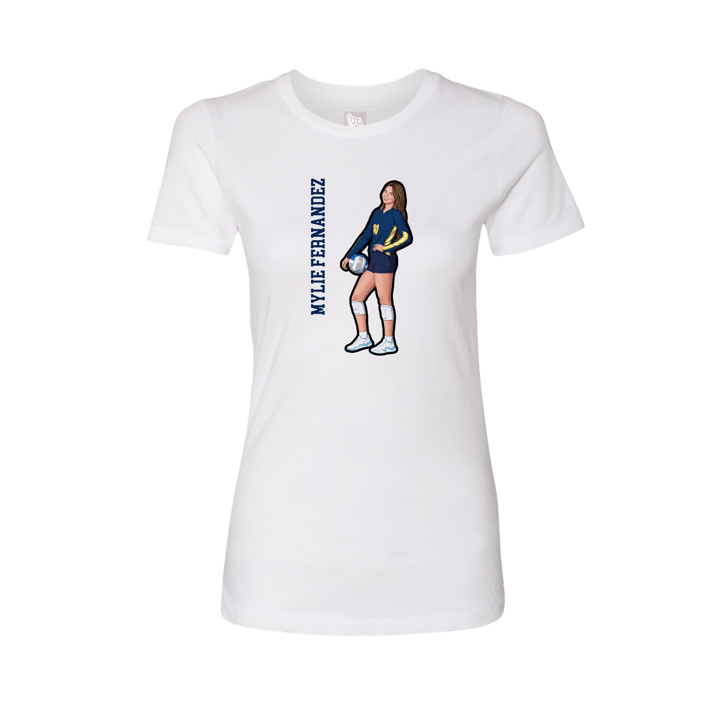 Fitted Women's Tee — Name Vertical in White