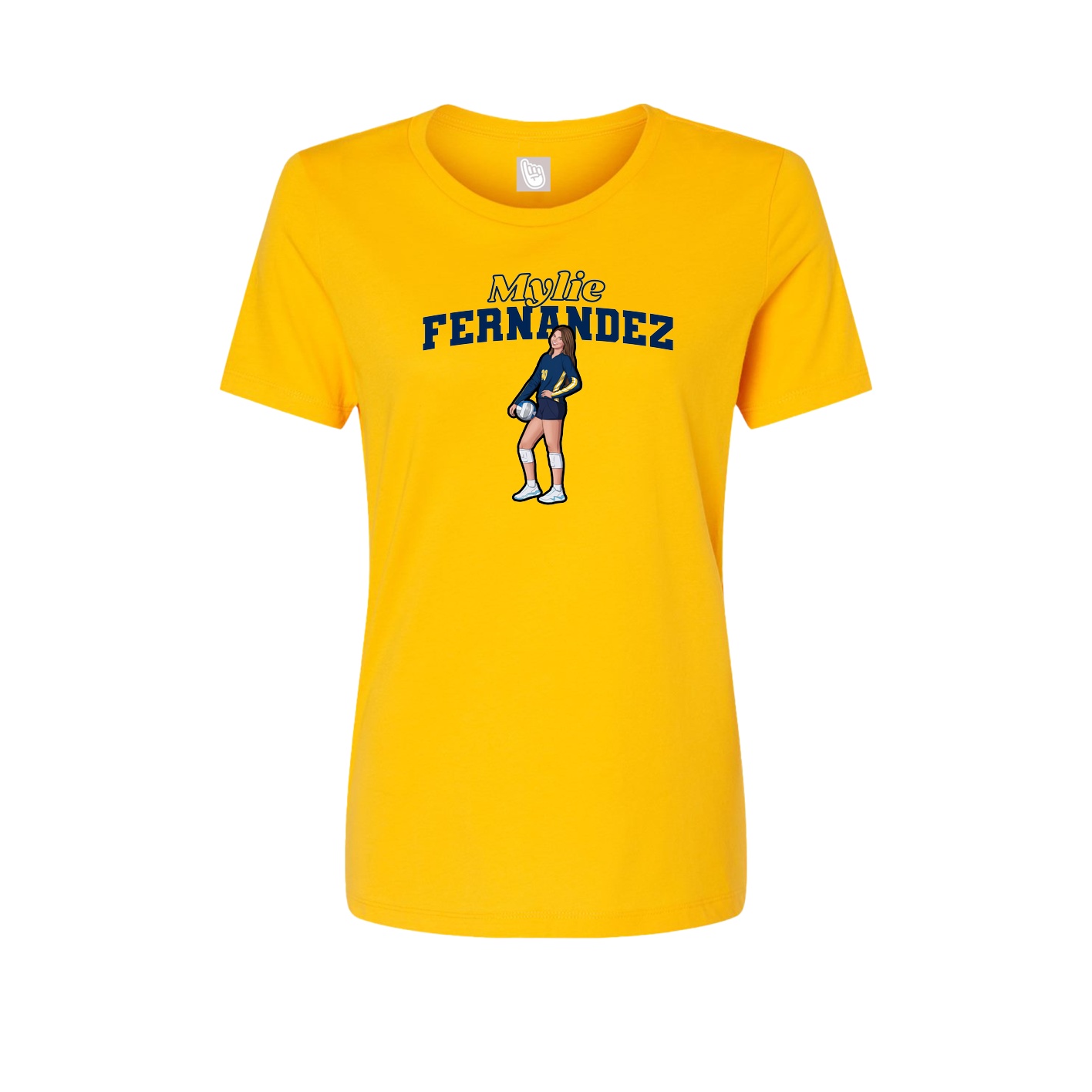 Fitted Women's Tee — Name Arch in Gold