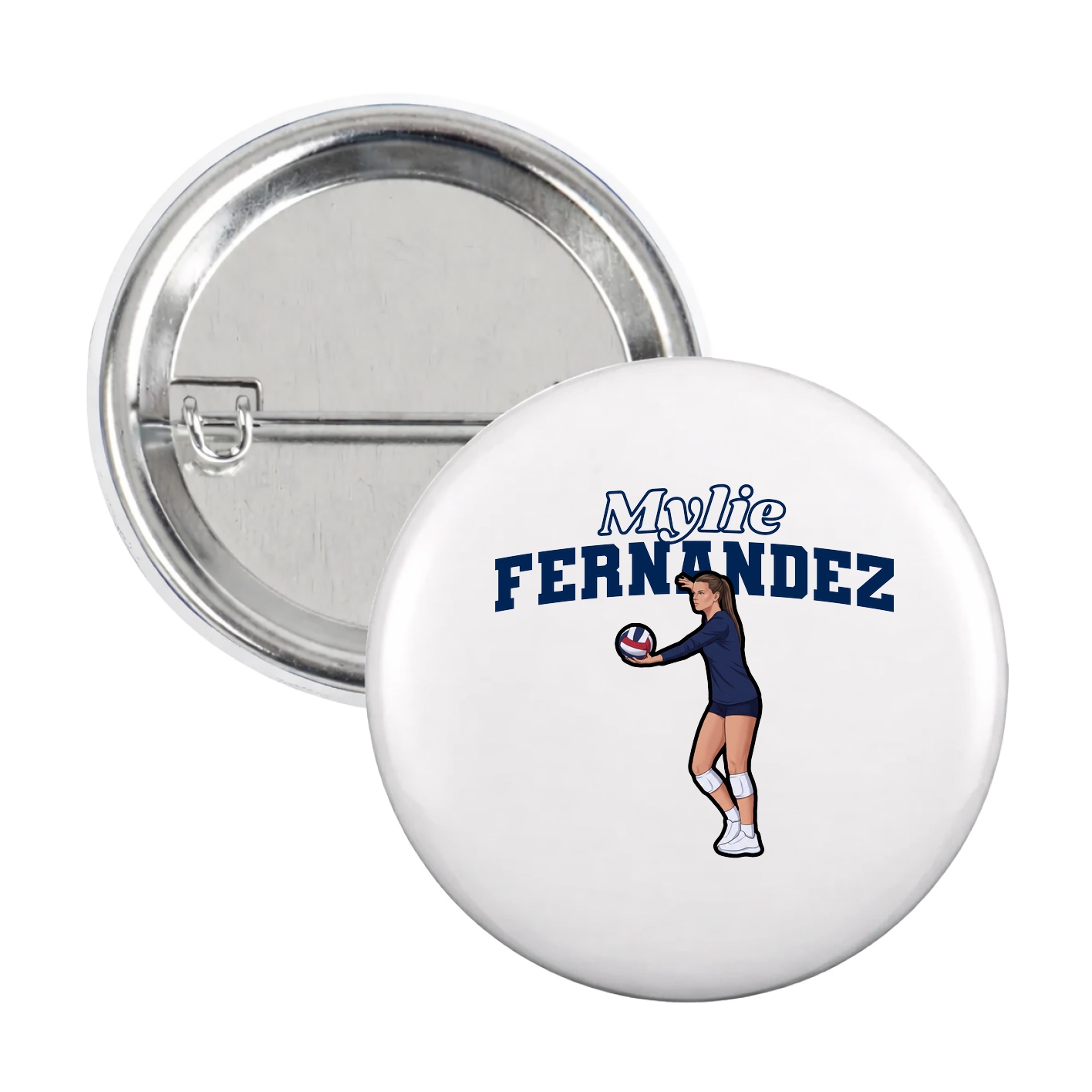 Game Day Button — Name Arch in White