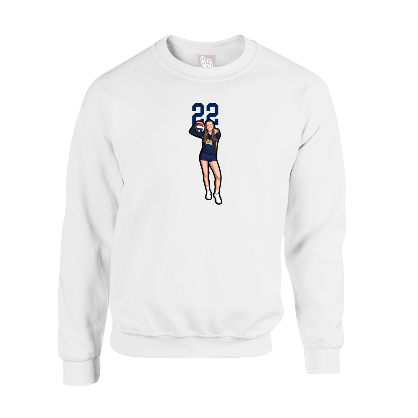 Fleece Crew — Number Top in White