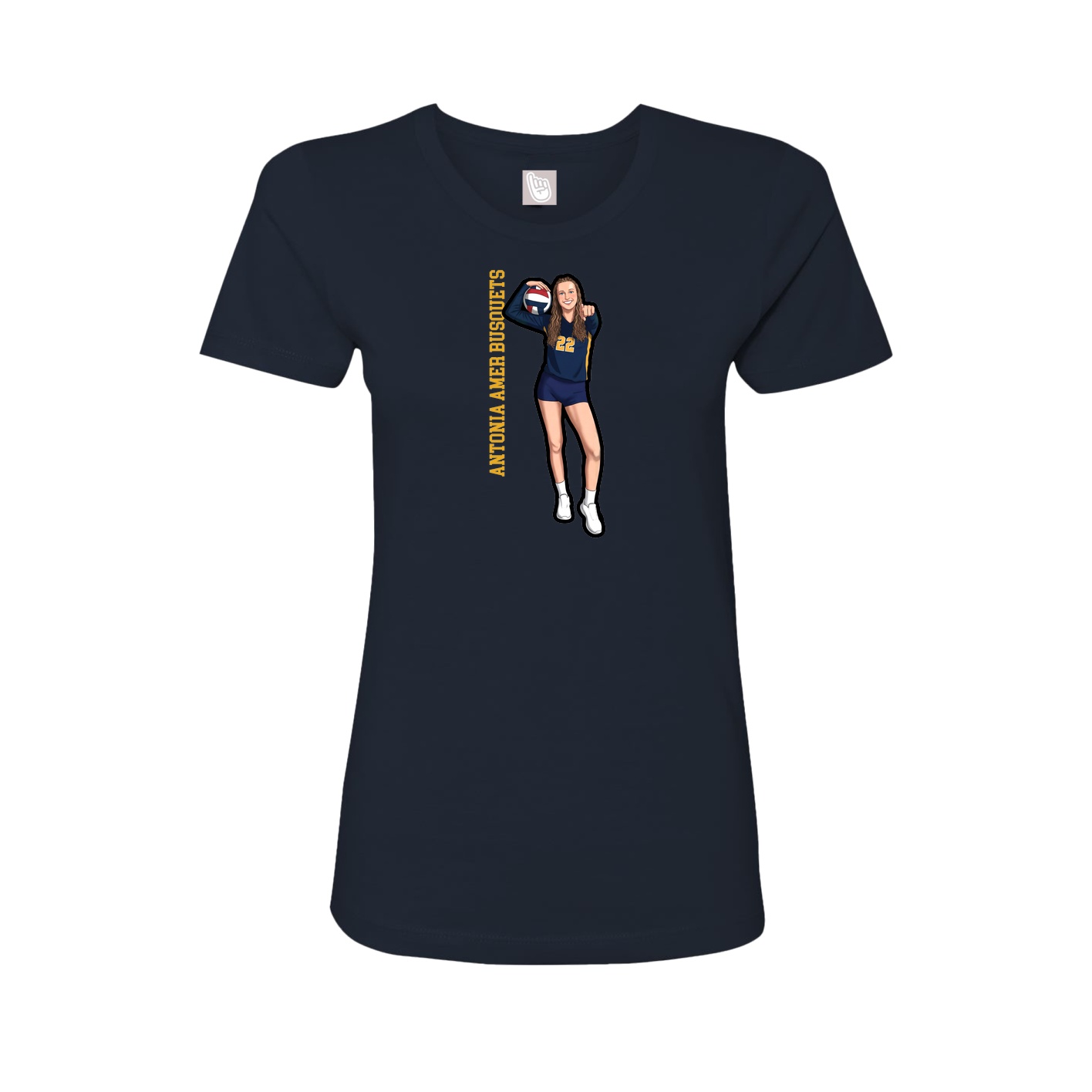 Fitted Women's Tee — Name Vertical in Navy