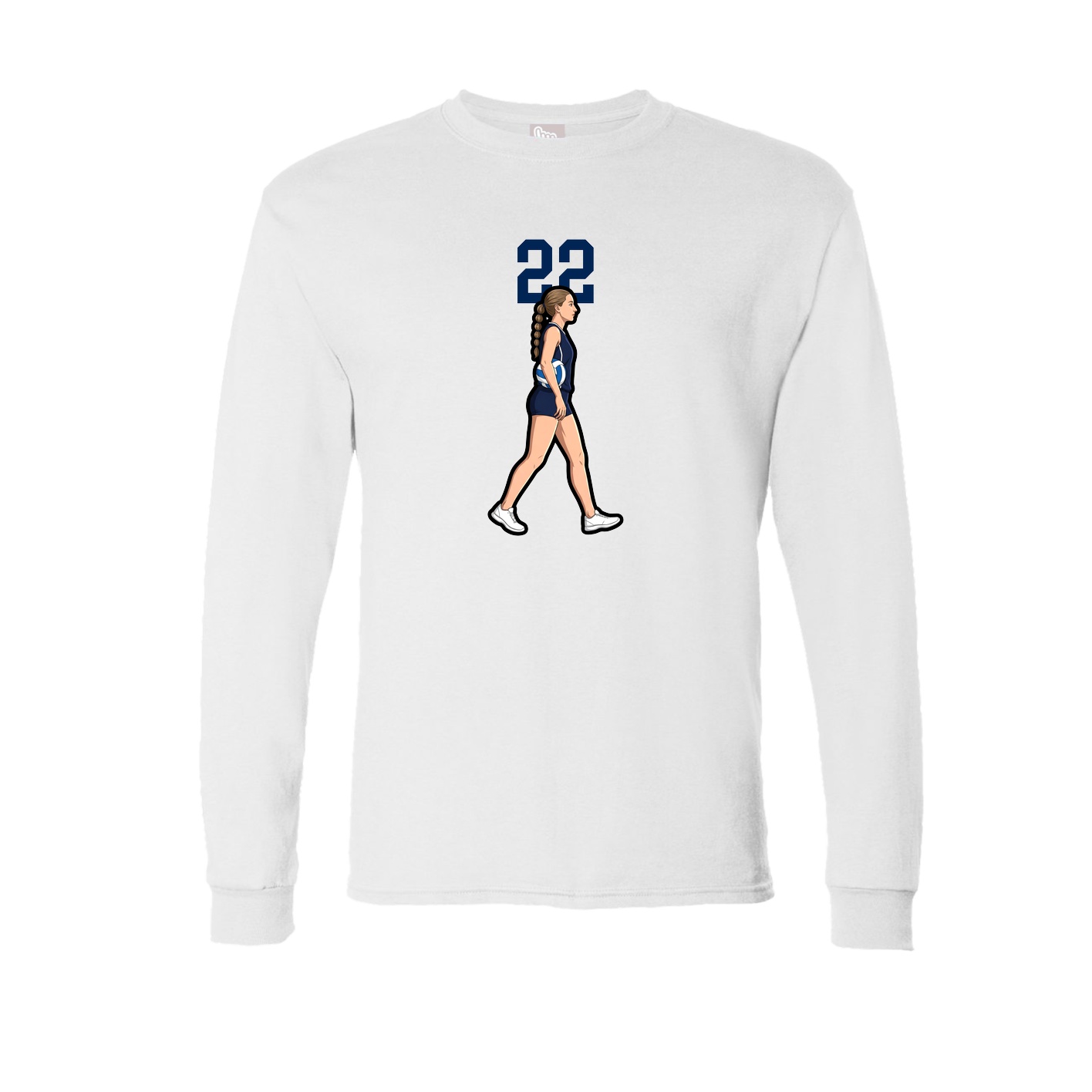 Long Sleeve Tee — Number Top in White