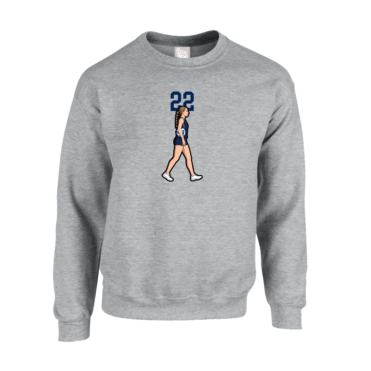 Fleece Crew — Number Top in Grey