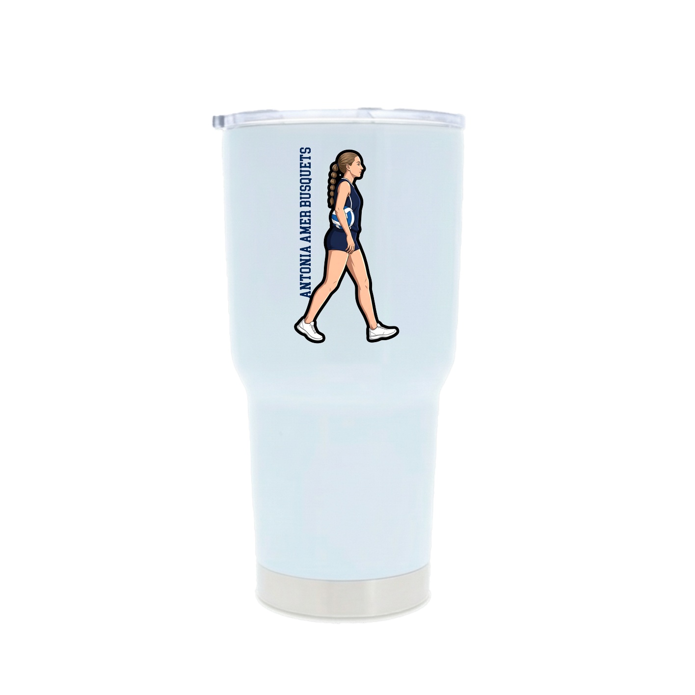 30oz Stainless Steel Tumbler — Name Vertical in White