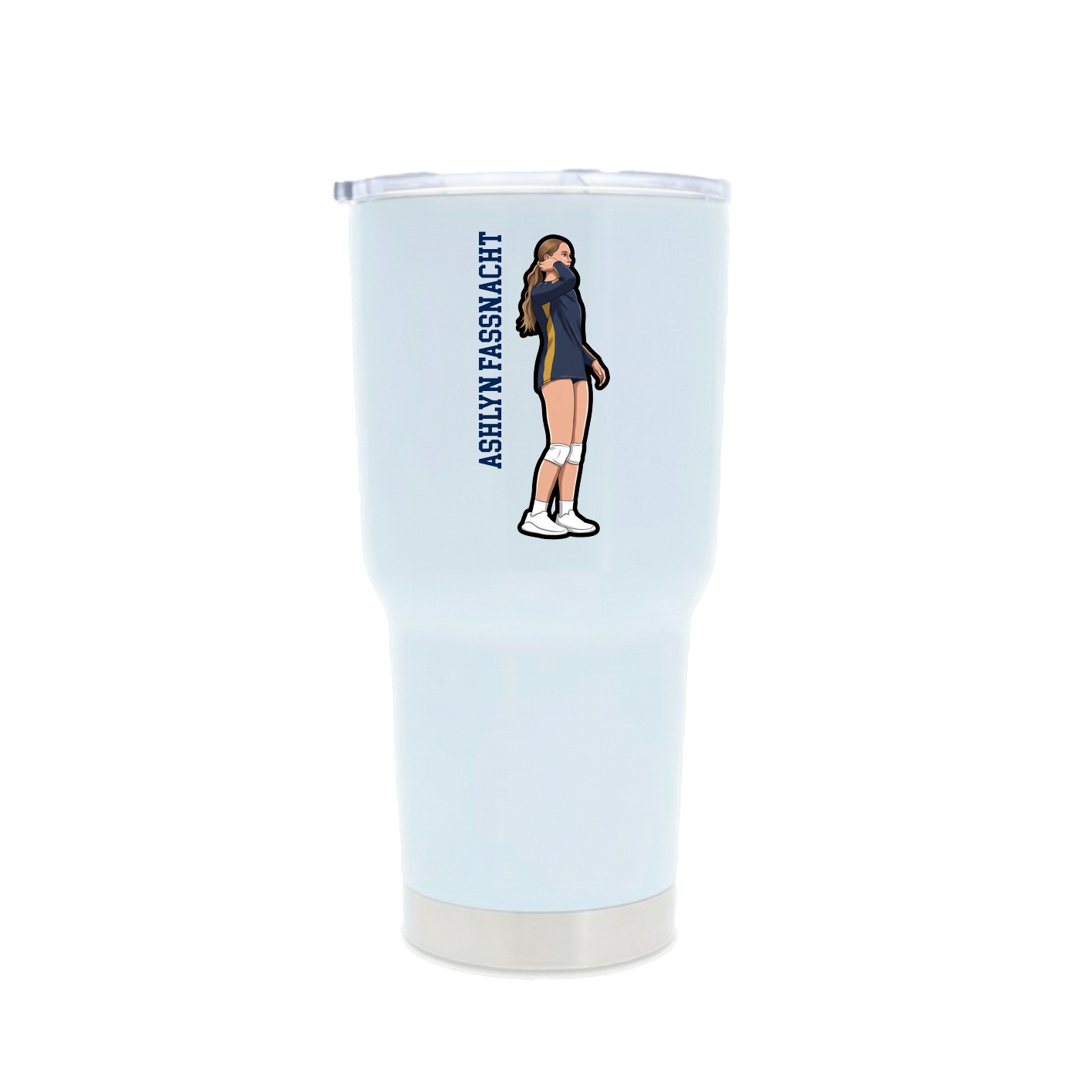 30oz Stainless Steel Tumbler — Name Vertical in White