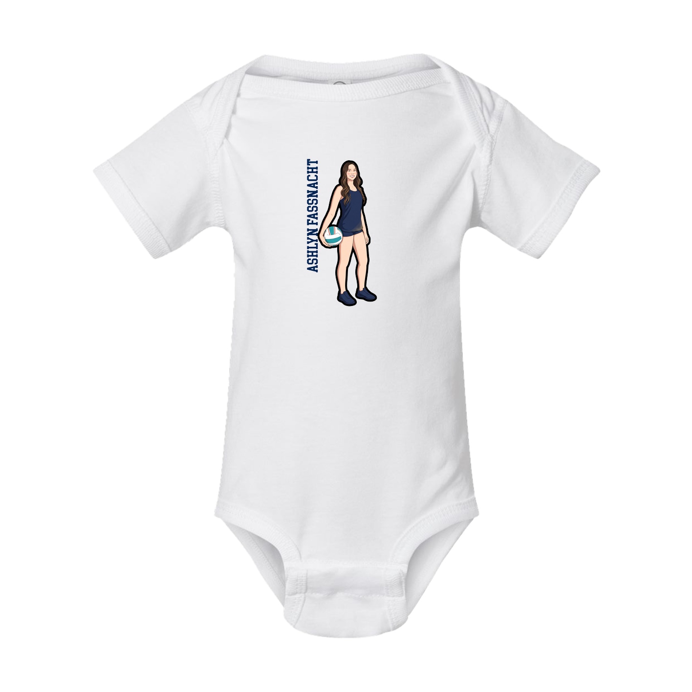 Baby Onesie — Name Vertical in White