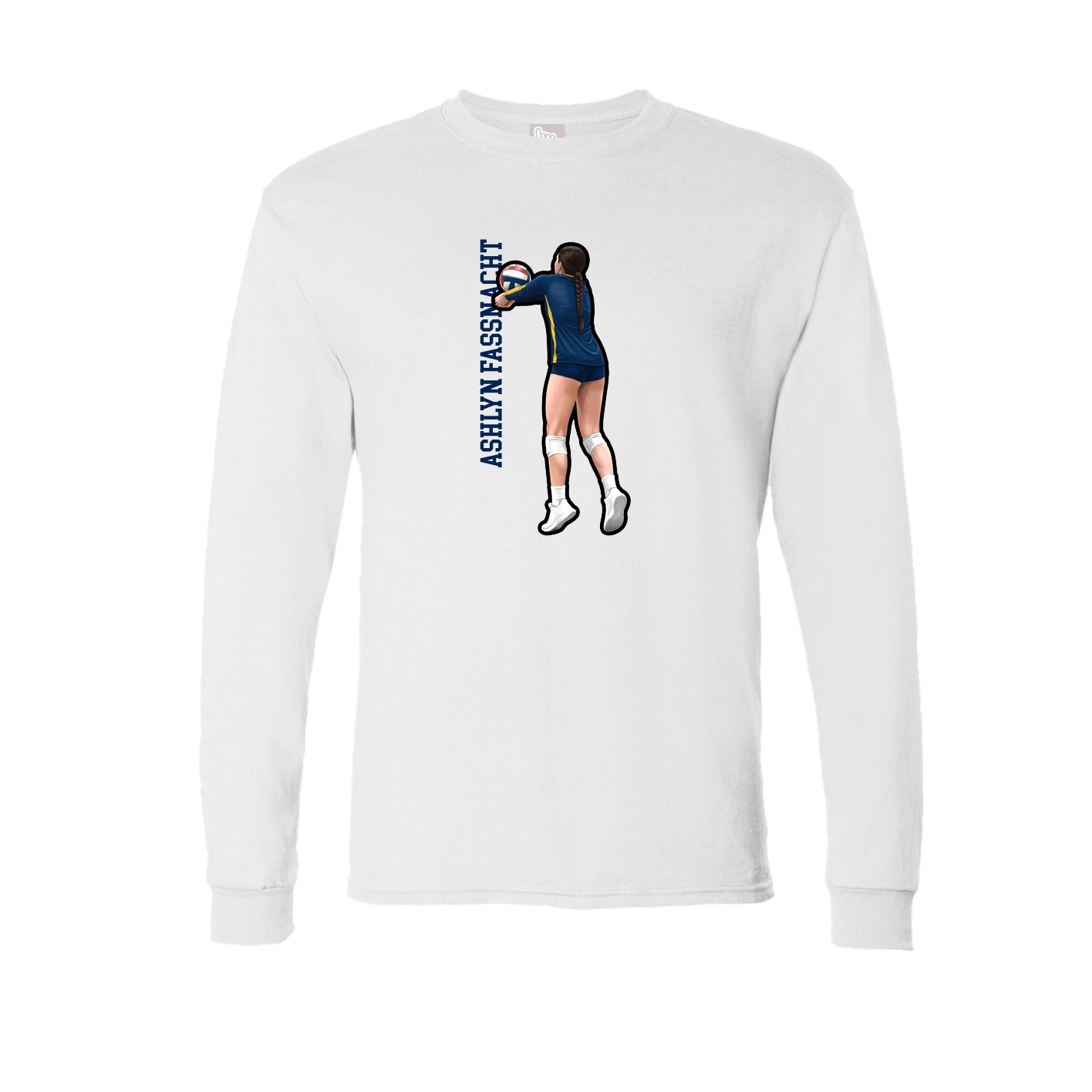 Long Sleeve Tee — Name Vertical in White