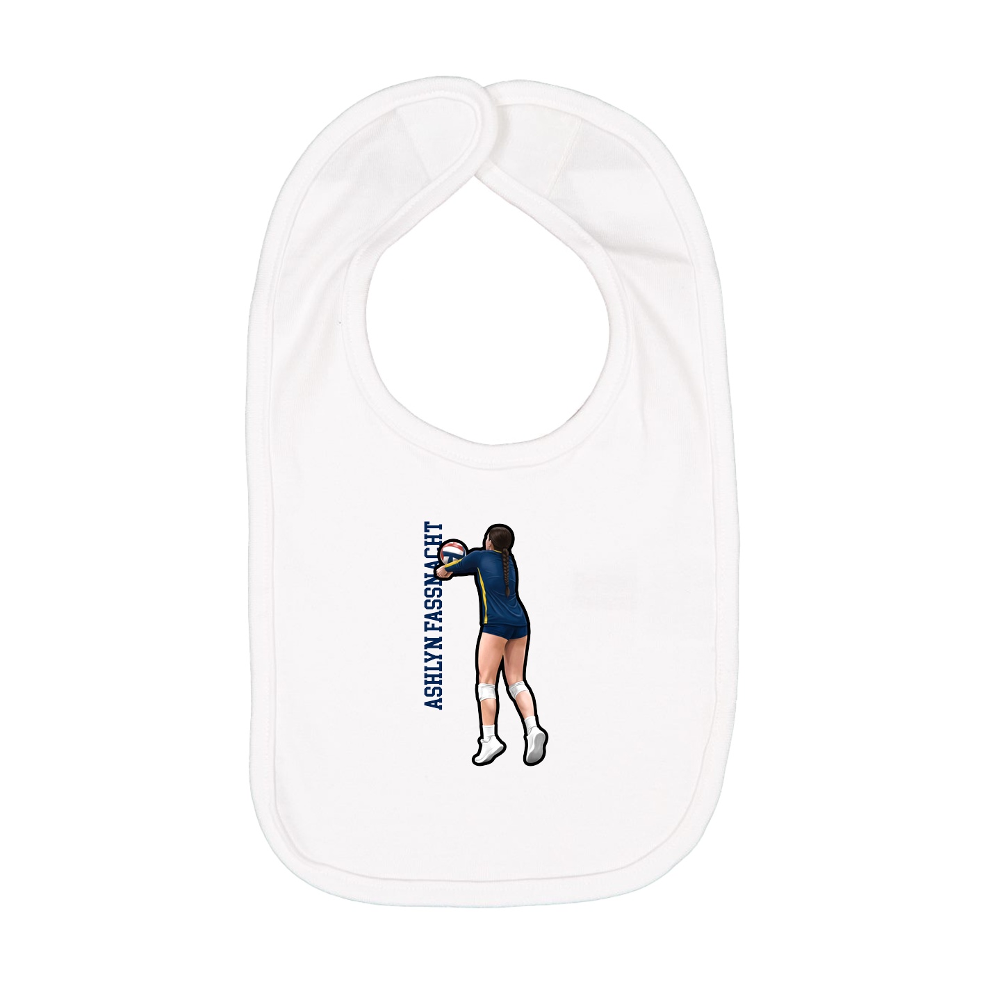 Infant Bib — Name Vertical in White