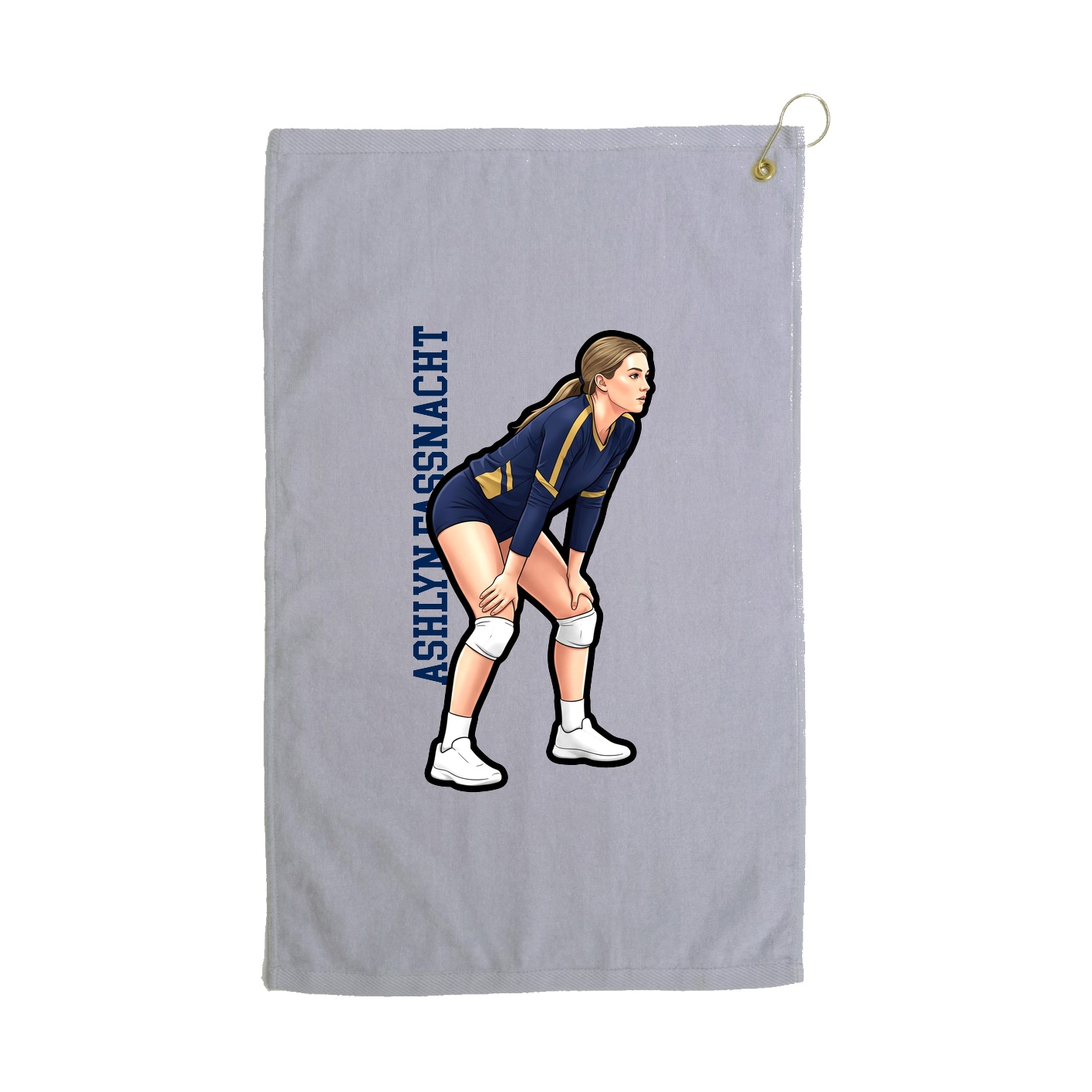 Golf Towel — Name Vertical in Grey