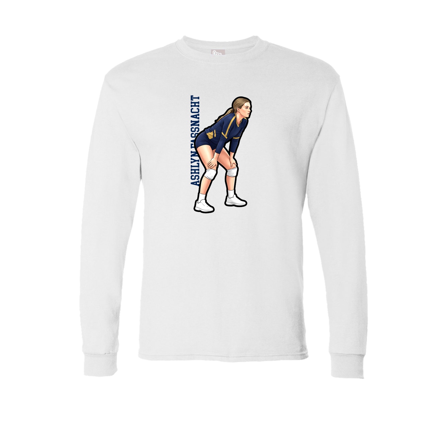 Long Sleeve Tee — Name Vertical in White
