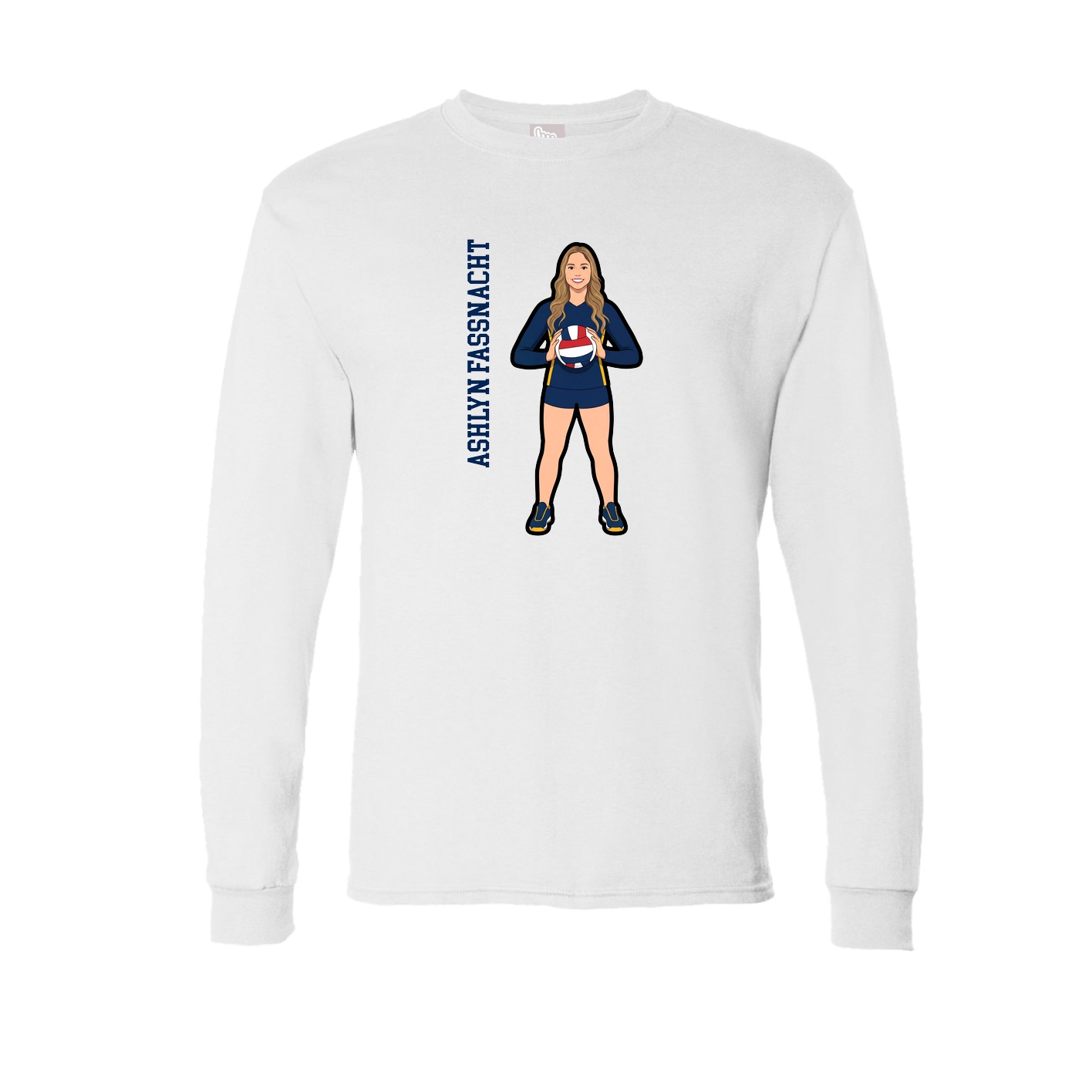 Long Sleeve Tee — Name Vertical in White