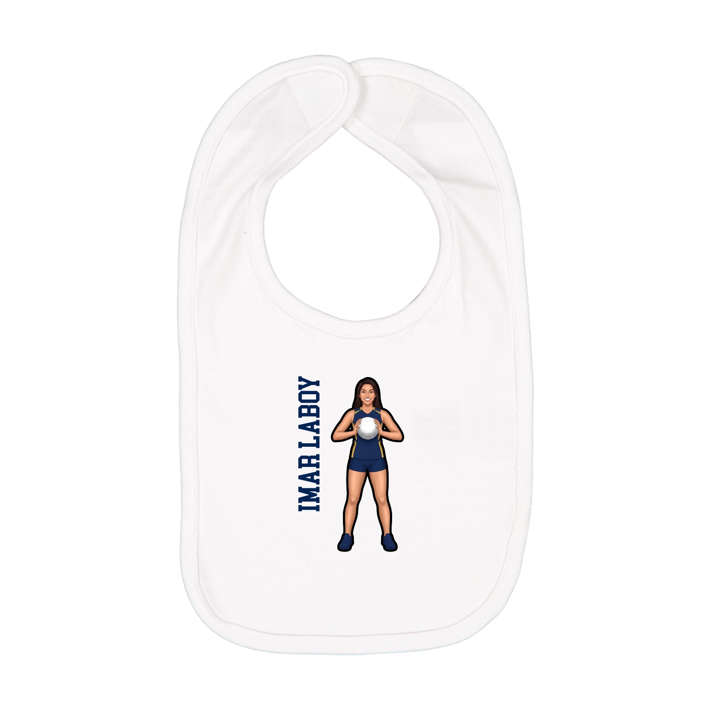 Infant Bib — Name Vertical in White