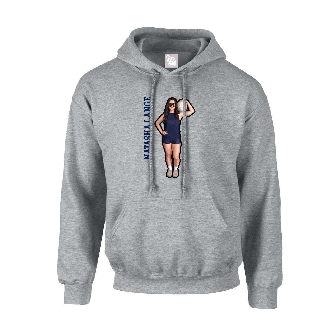 Youth Hoodie — Name Vertical in Grey