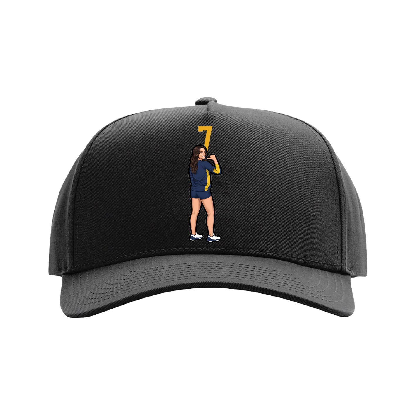 Full Fabric Five-Panel Champ Cap — Number Top in Black