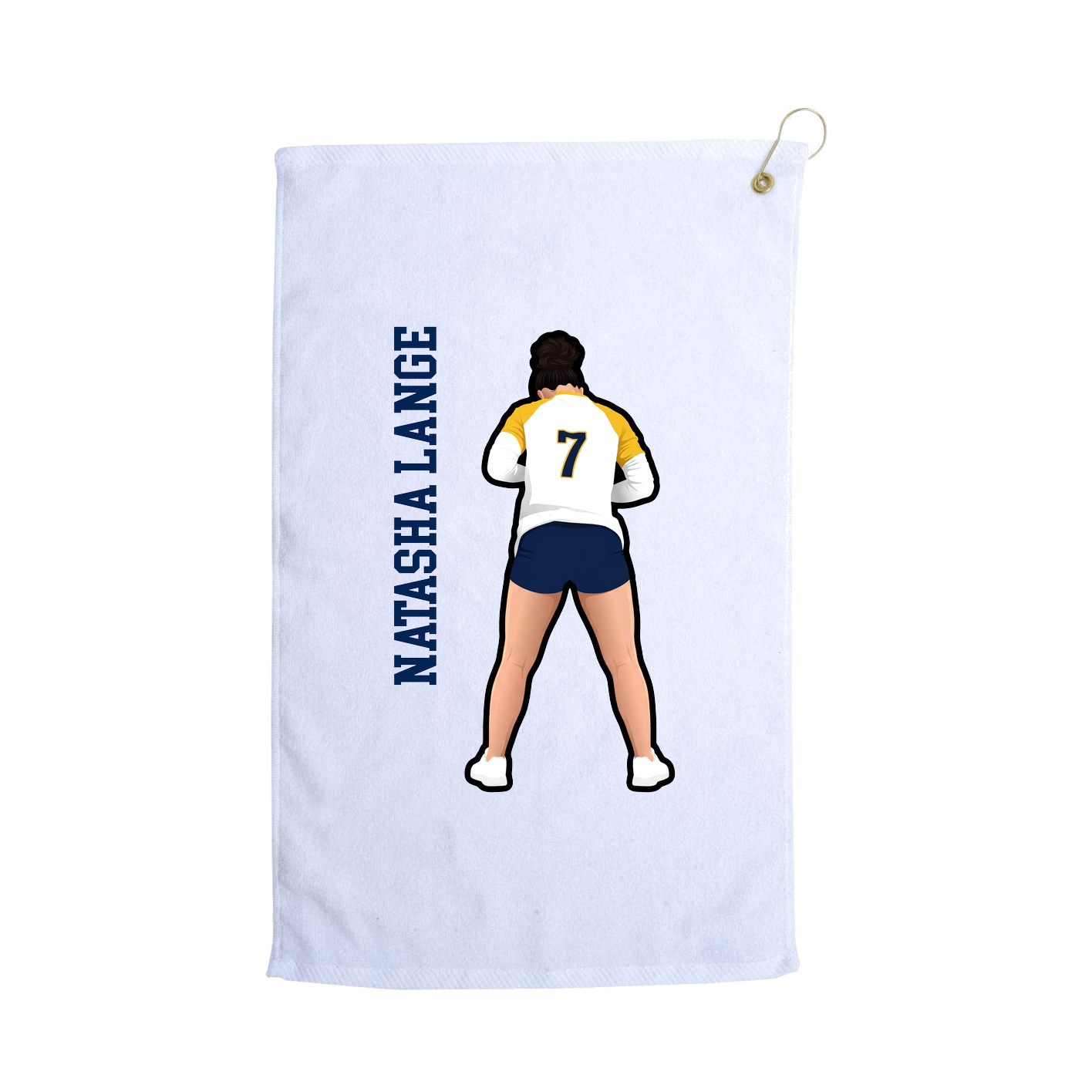 Golf Towel — Name Vertical in White