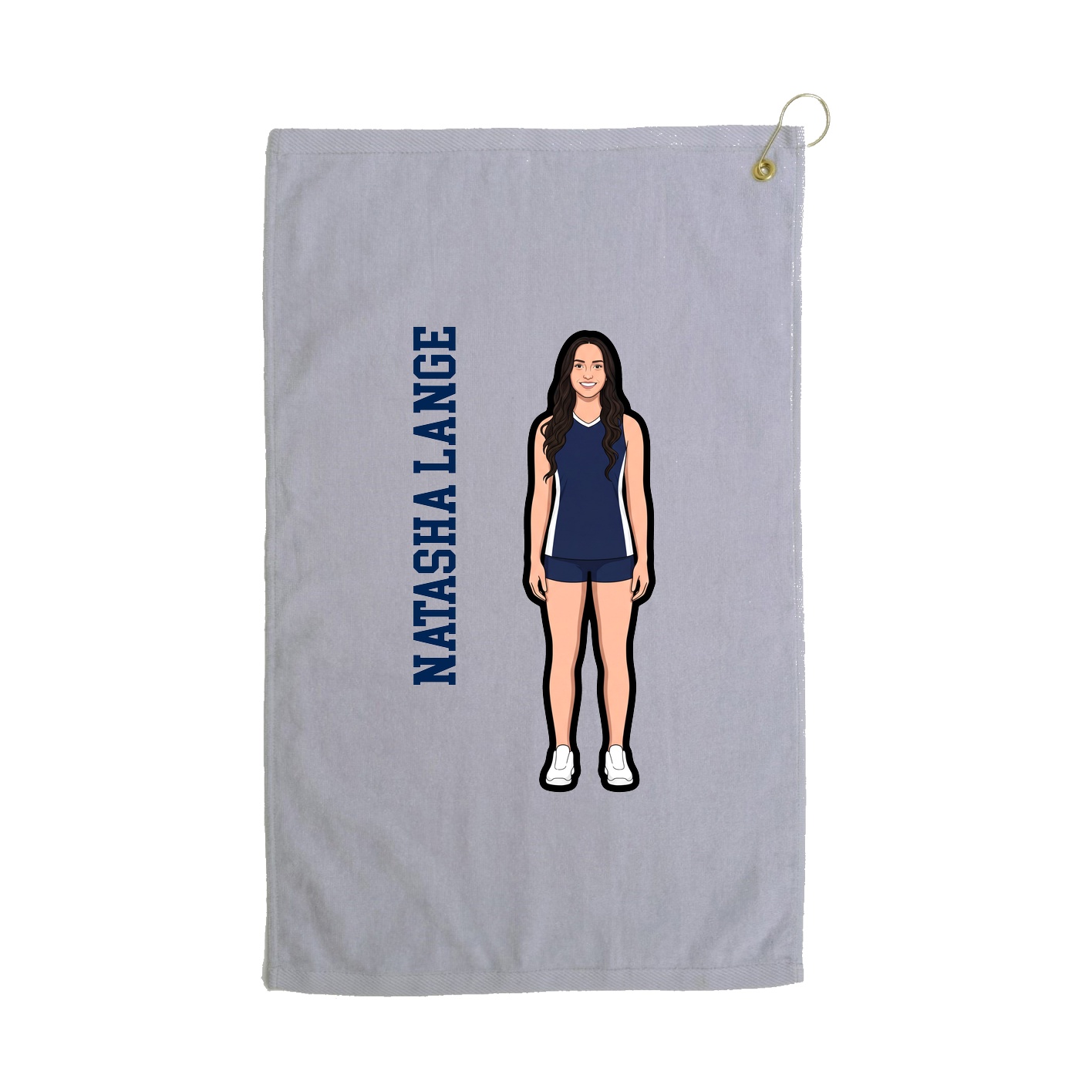 Golf Towel — Name Vertical in Grey
