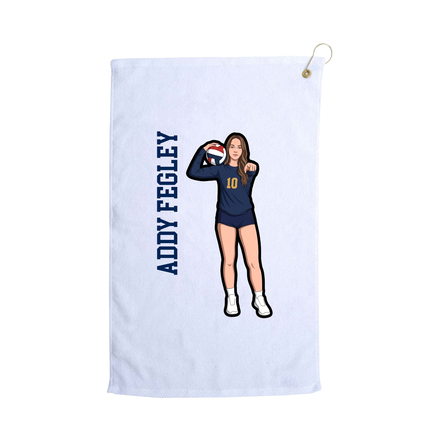 Golf Towel — Name Vertical in White