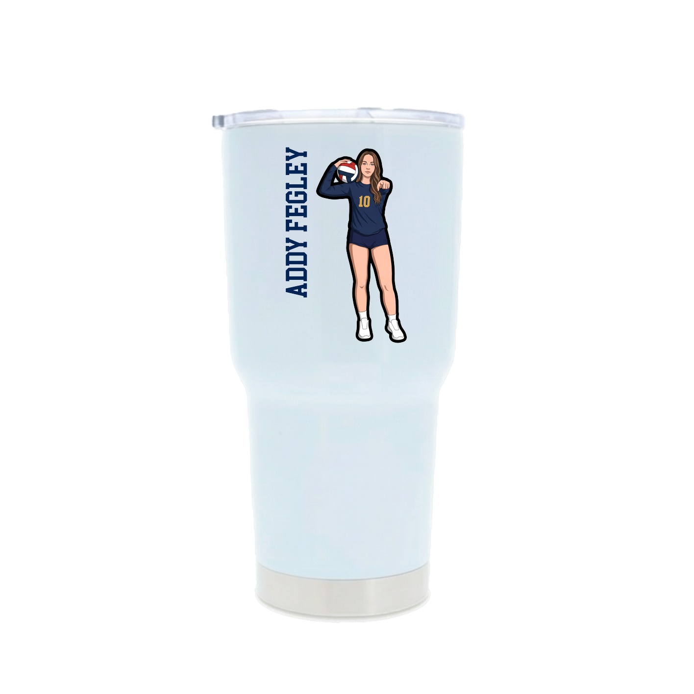 30oz Stainless Steel Tumbler — Name Vertical in White