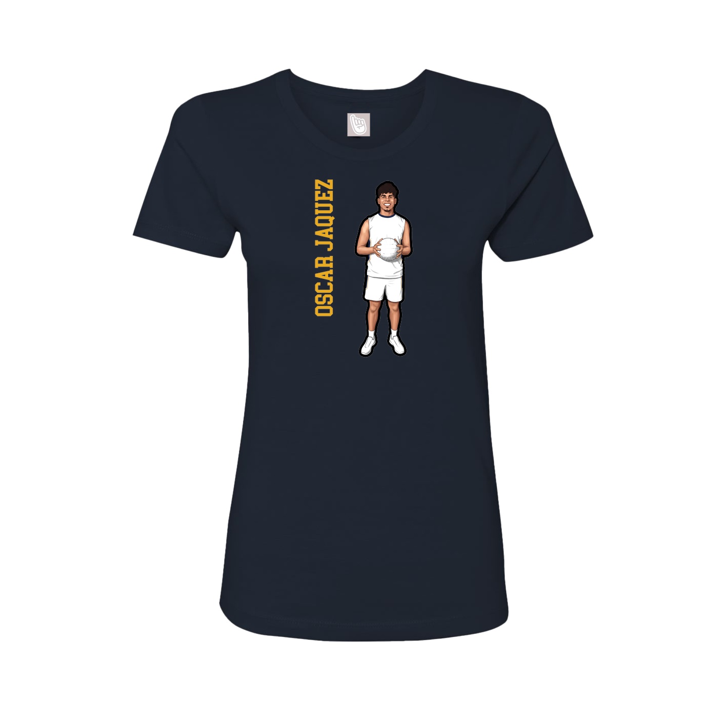 Fitted Women's Tee — Name Vertical in Navy