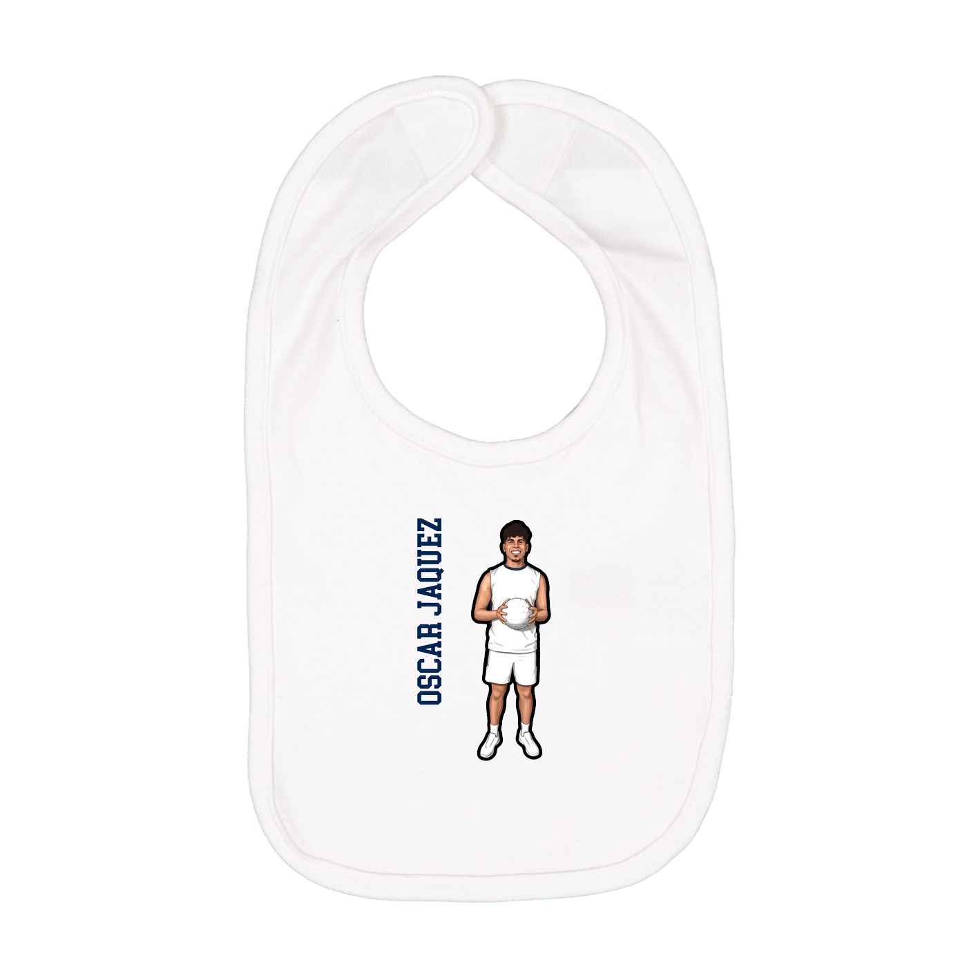 Infant Bib — Name Vertical in White