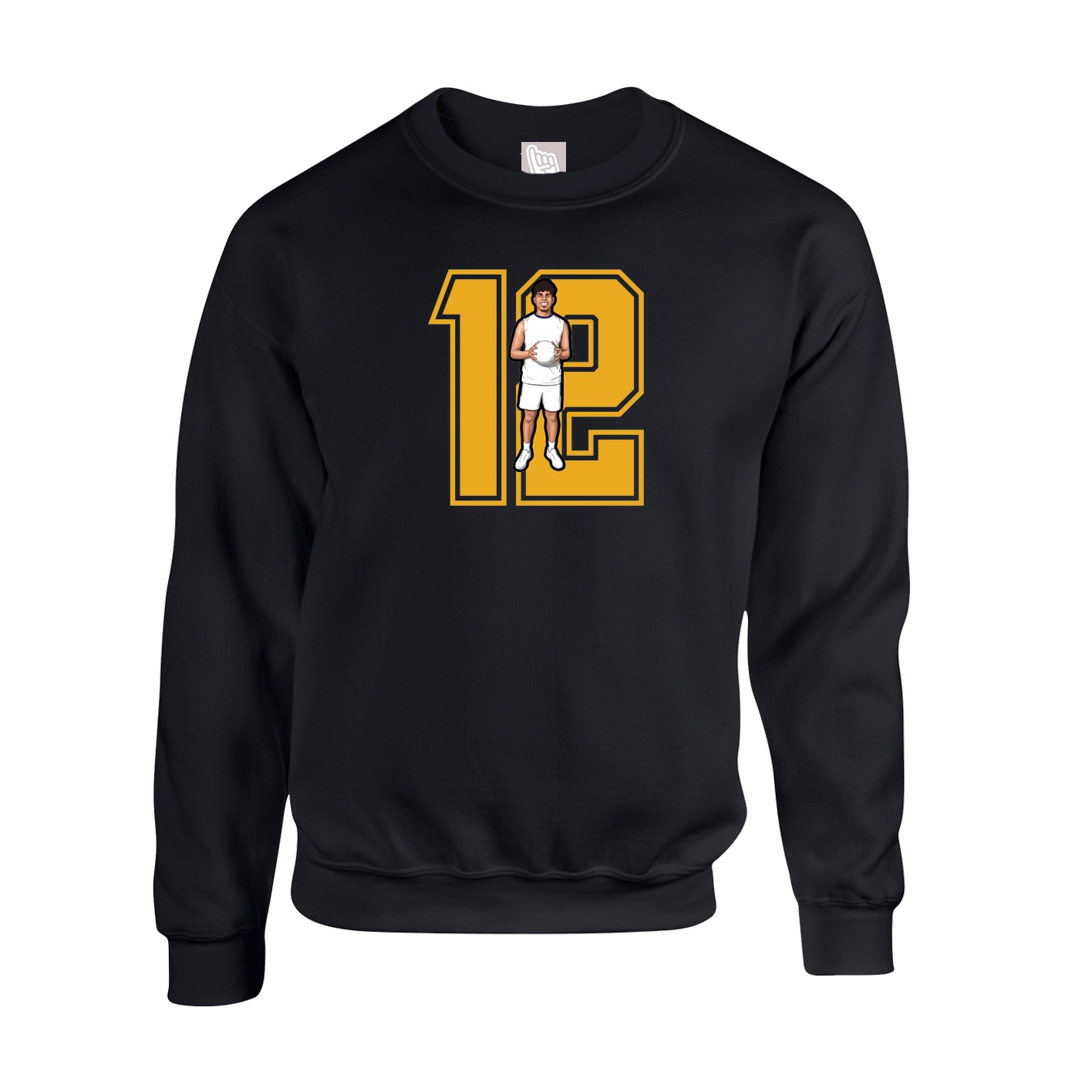 Fleece Crew — Number in Black