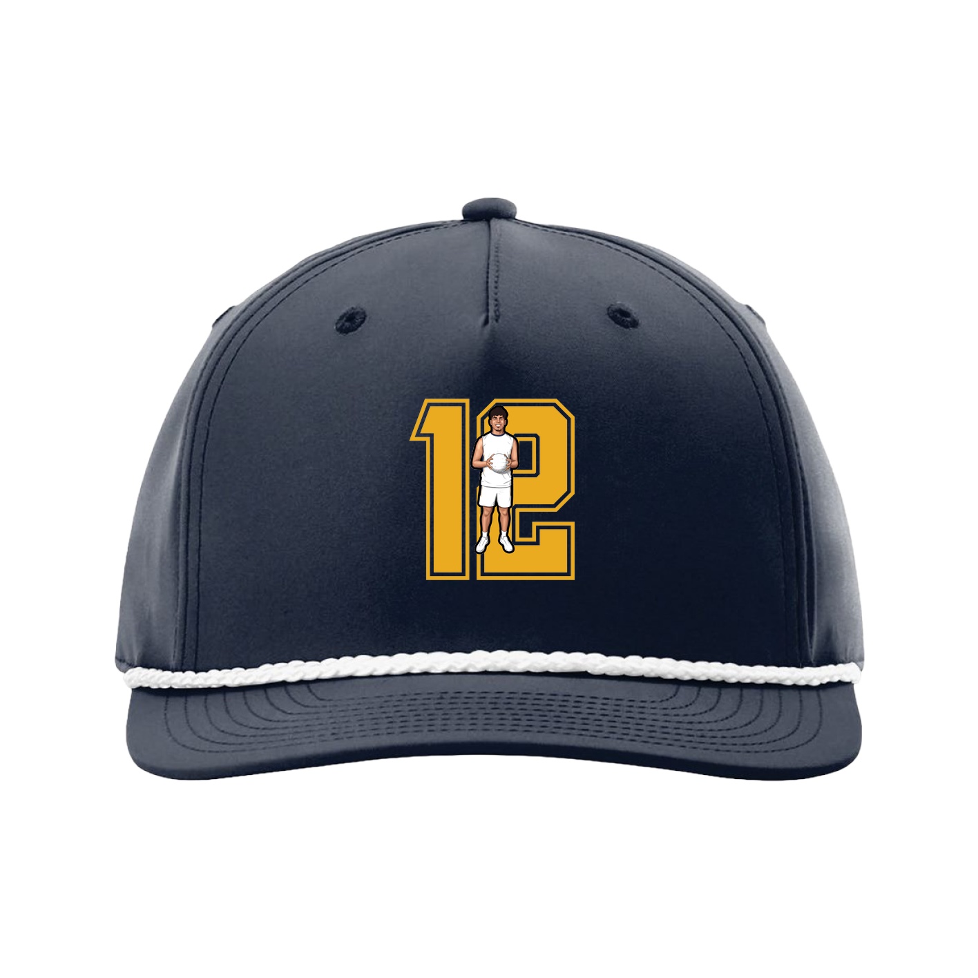 Five-Panel Classic Rope Cap — Number in Navy