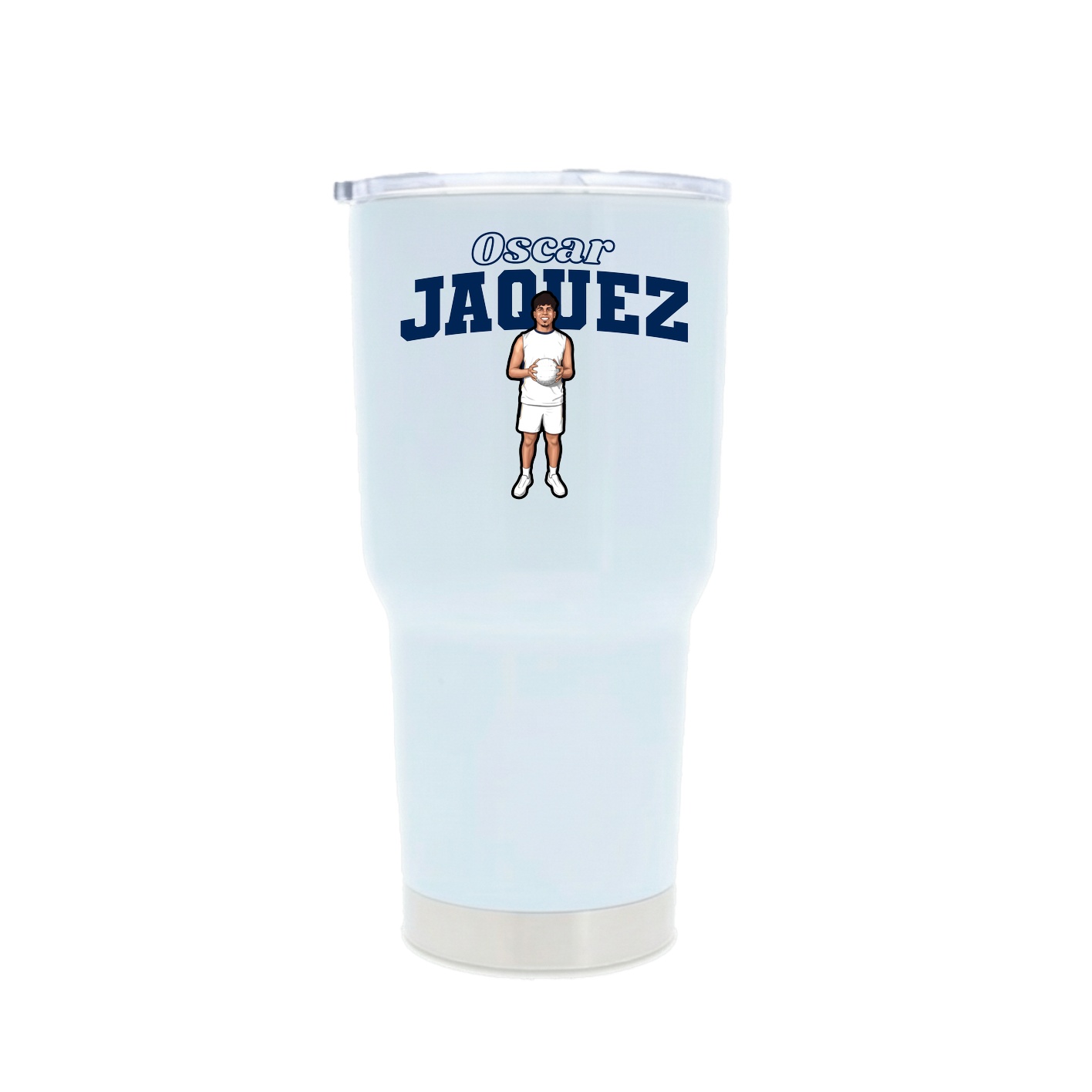 30oz Stainless Steel Tumbler — Name Arch in White