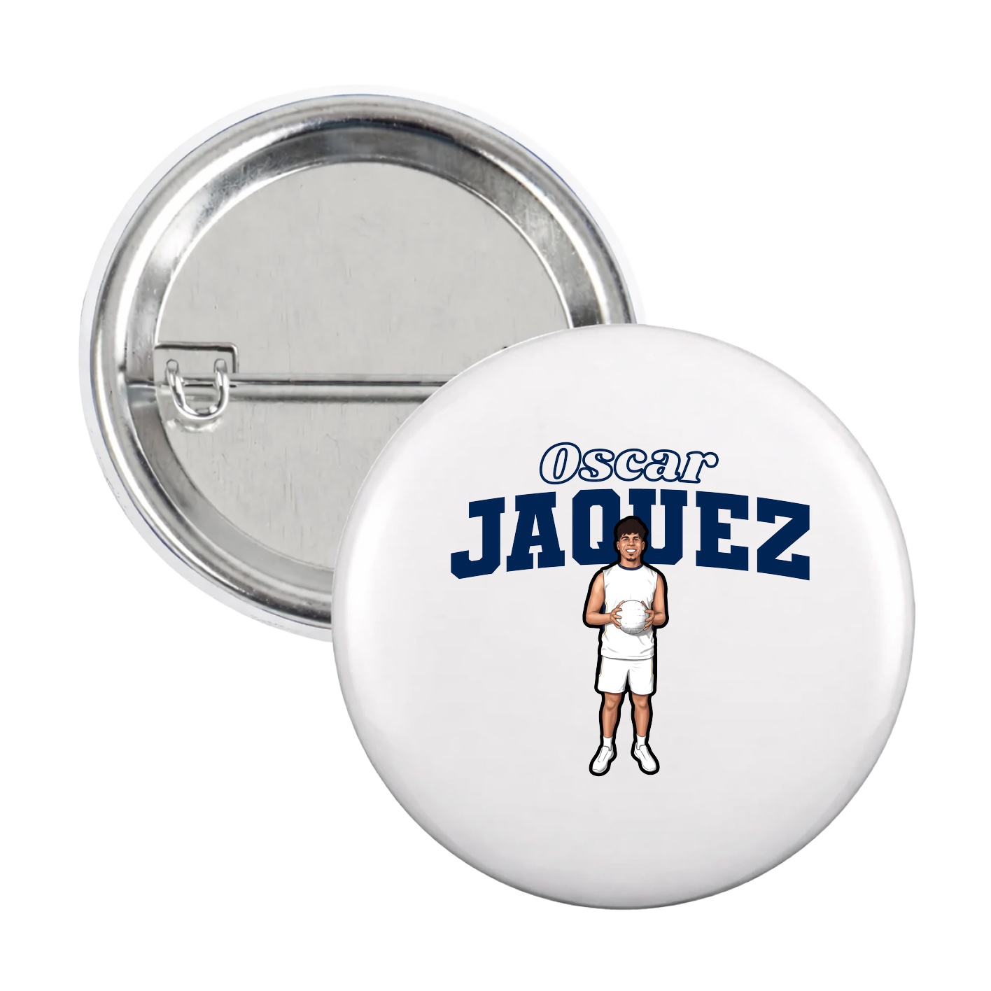 Game Day Button — Name Arch in White