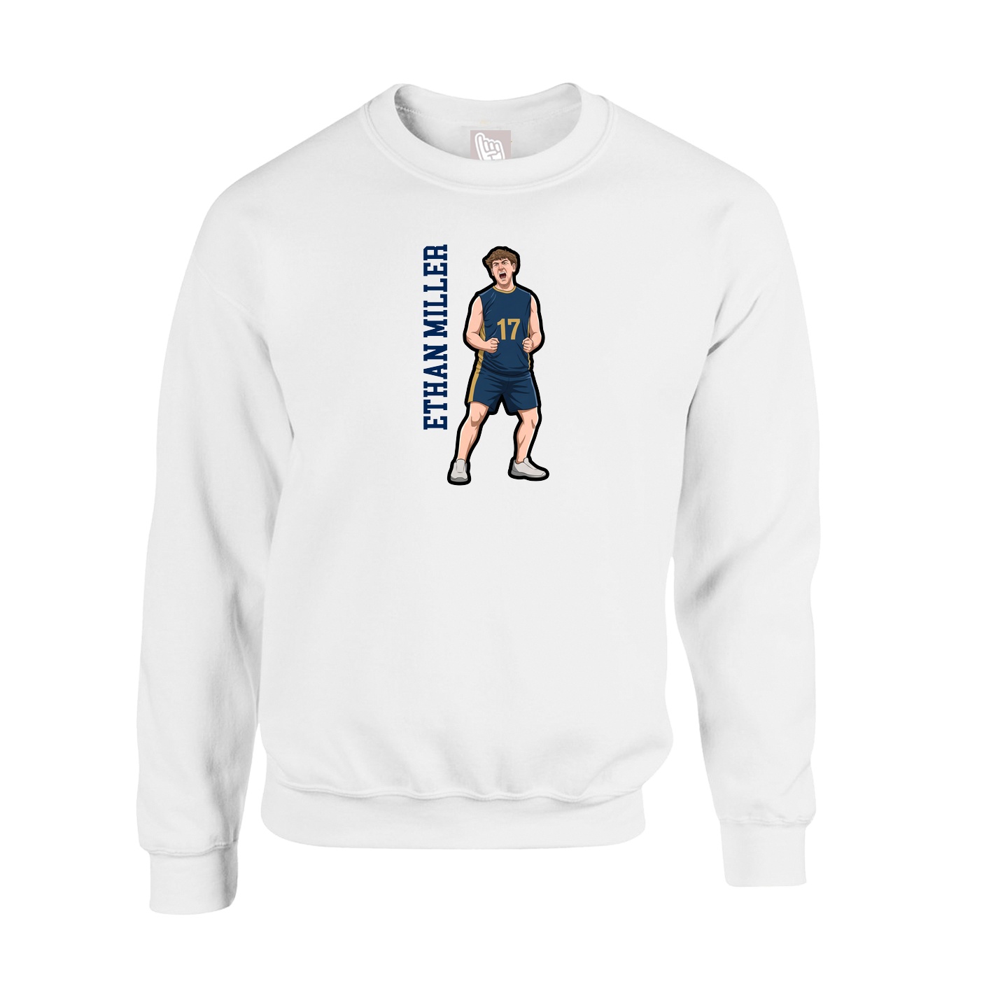 Fleece Crew — Name Vertical in White