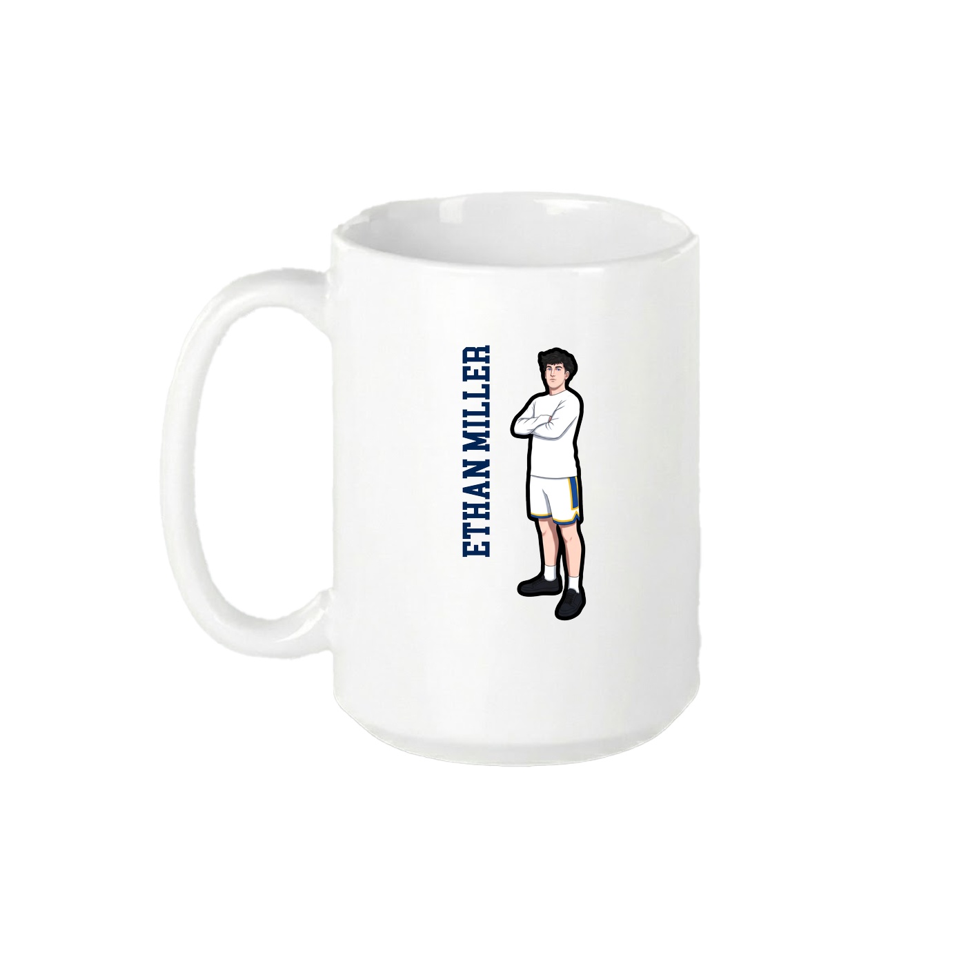 15oz Coffee Mug — Name Vertical in White