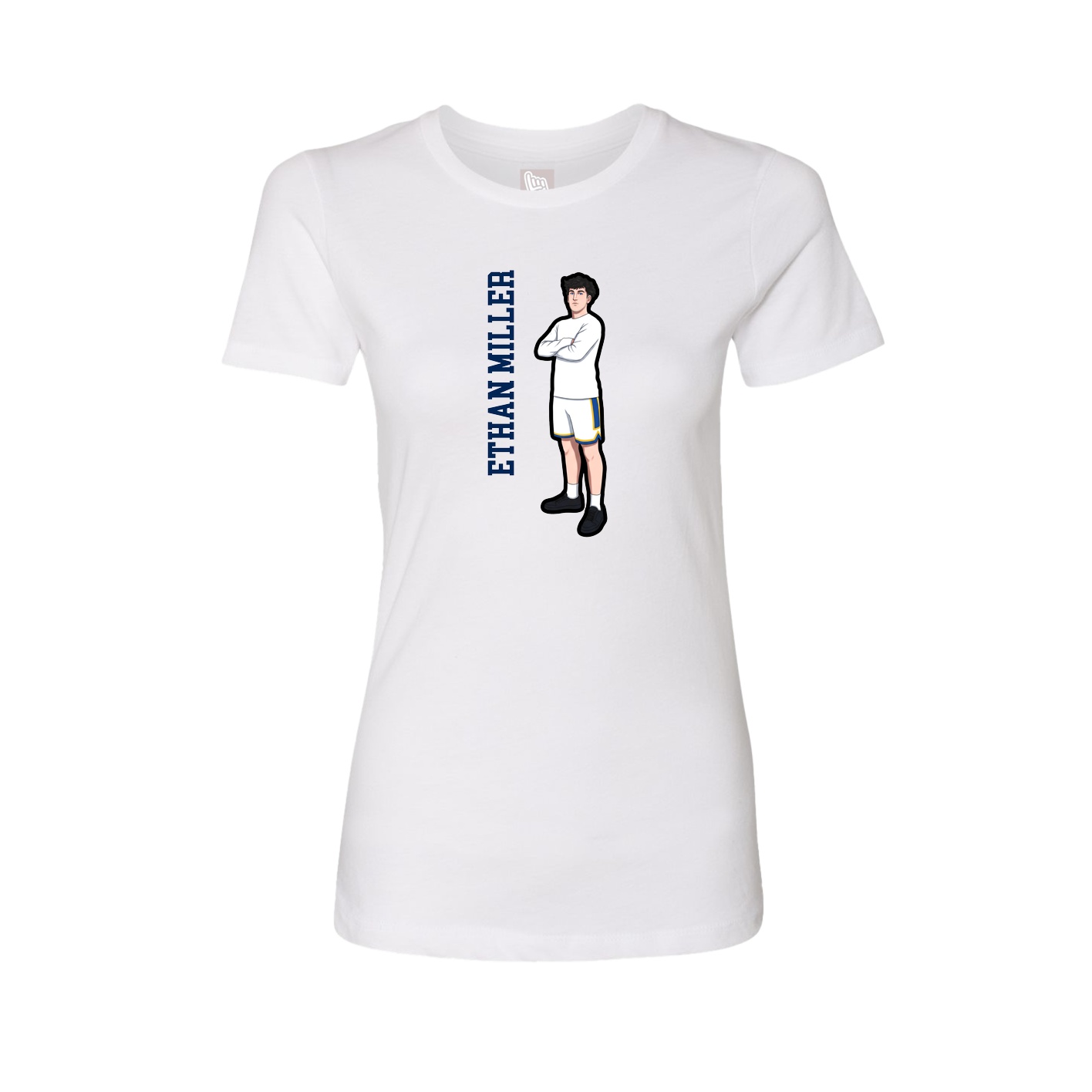 Fitted Women's Tee — Name Vertical in White