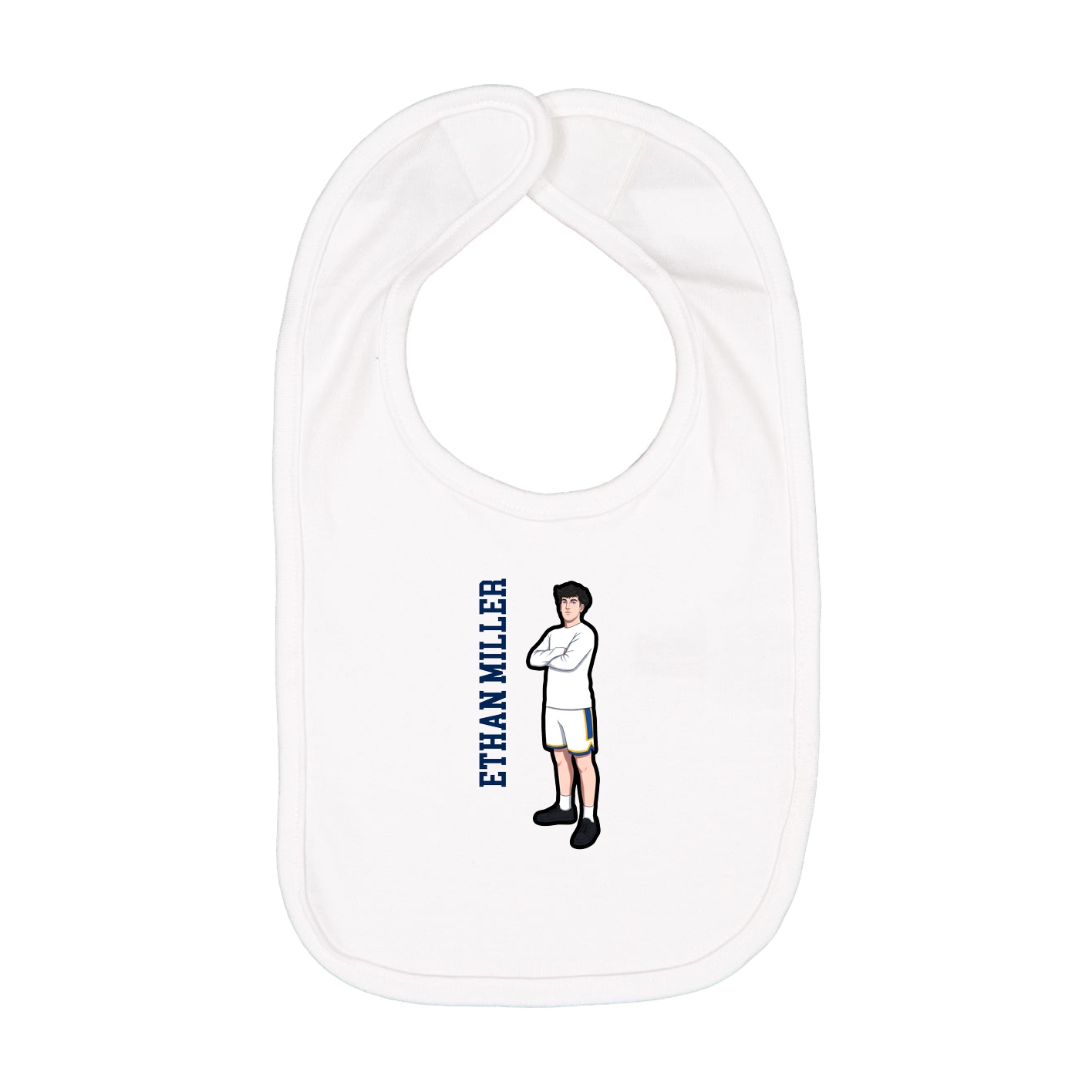 Infant Bib — Name Vertical in White